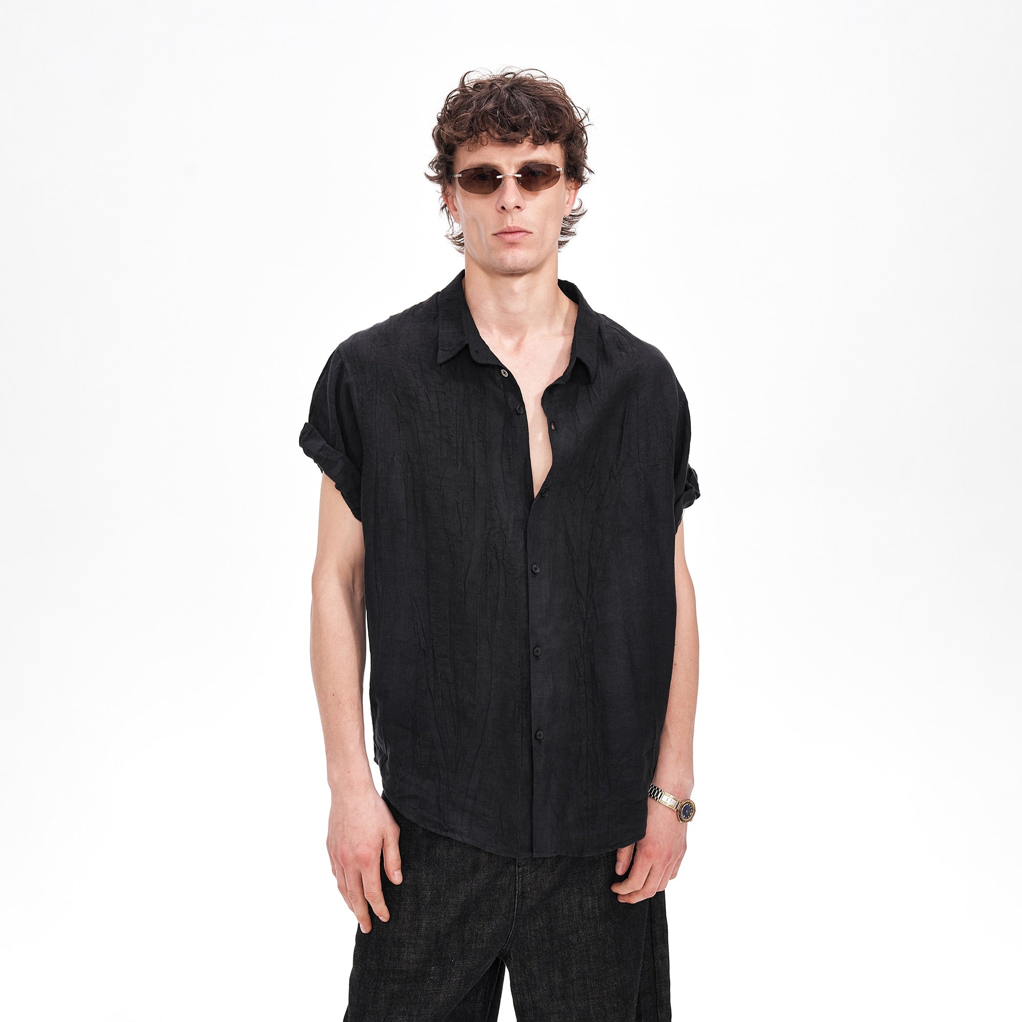 LABELROOM Rolled-Sleeve Linen Shirt, premium urban and streetwear designers apparel on PROJECTISR.com, LABELROOM