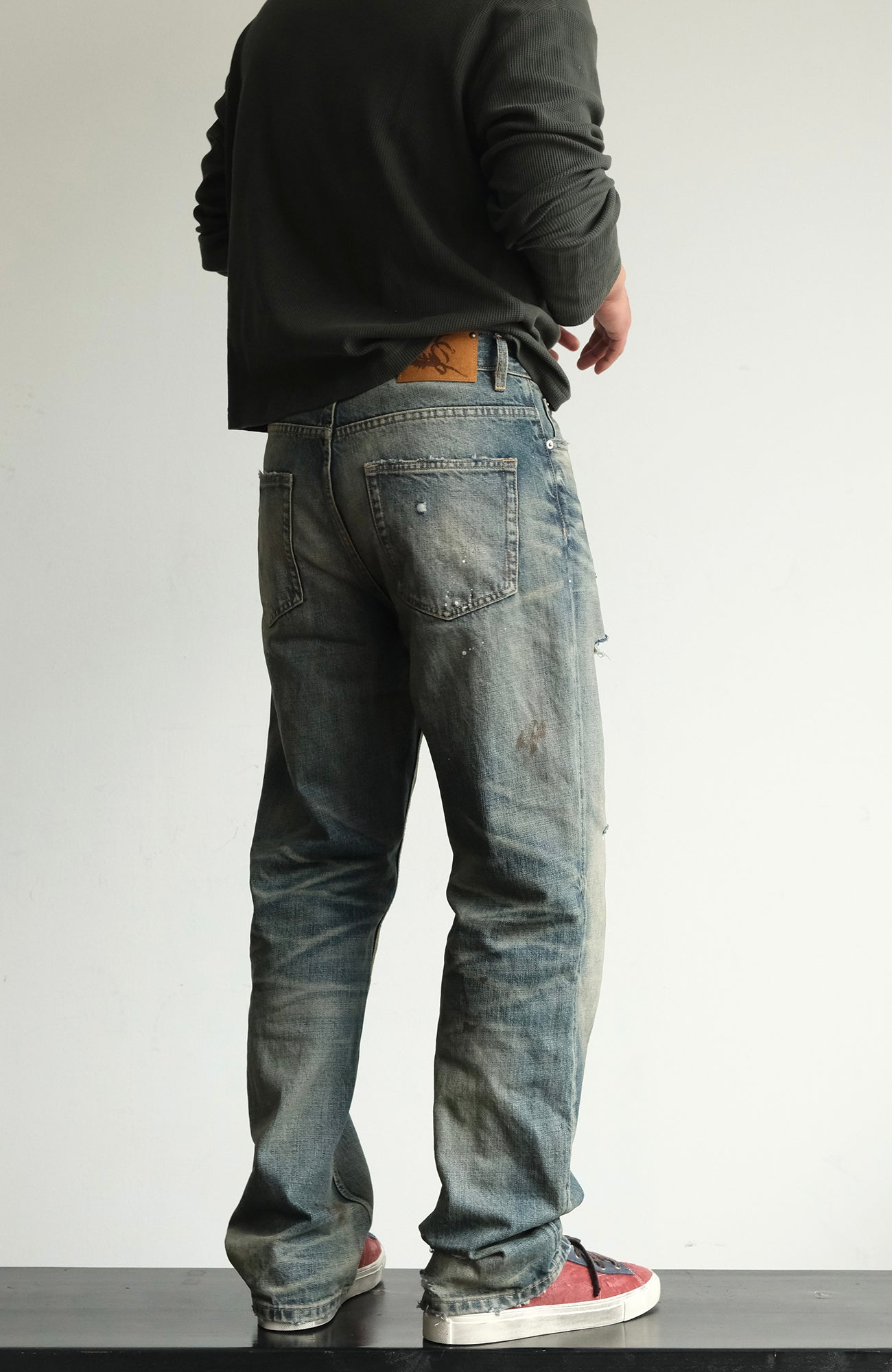 NEIGBORL Ripped Wash Straight-Leg Jeans, premium urban and streetwear designers apparel on PROJECTISR.com, NEIGBORL