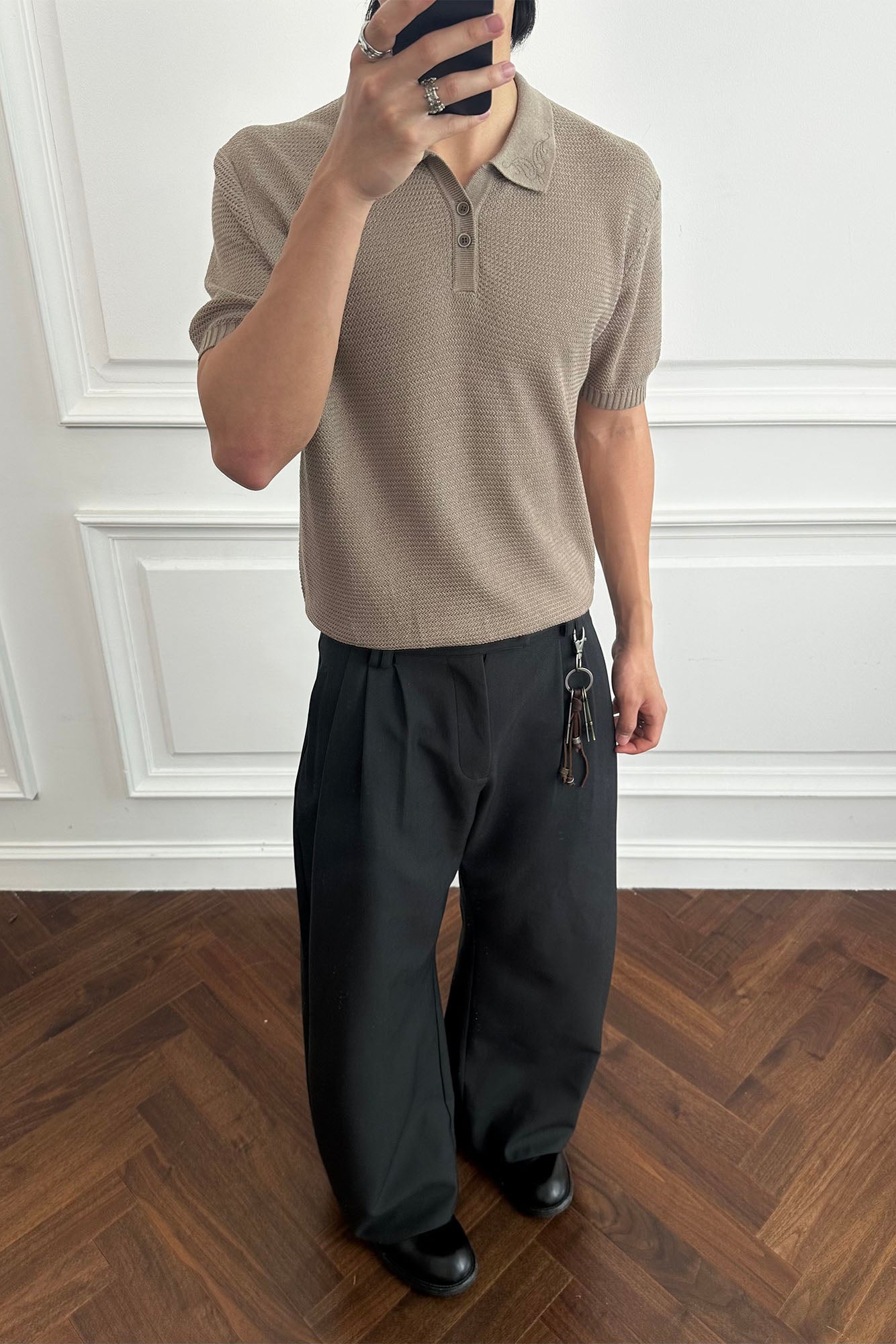 CATSSTAC Linen-Blend Knitted Polo Tee, premium urban and streetwear designers apparel on PROJECTISR.com, CATSSTAC