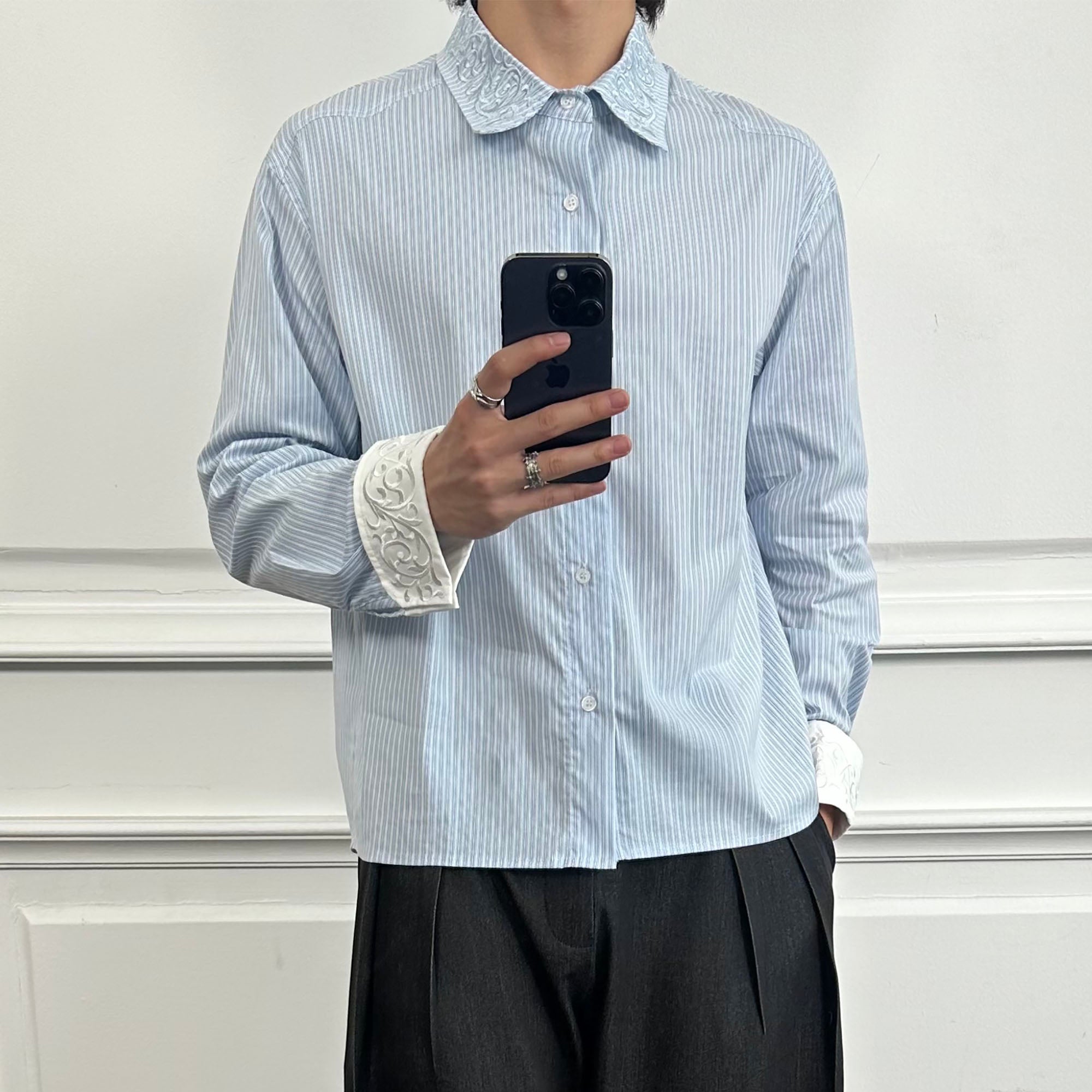 CATSSTAC Vine Embroidered Striped Shirt, premium urban and streetwear designers apparel on PROJECTISR.com, CATSSTAC