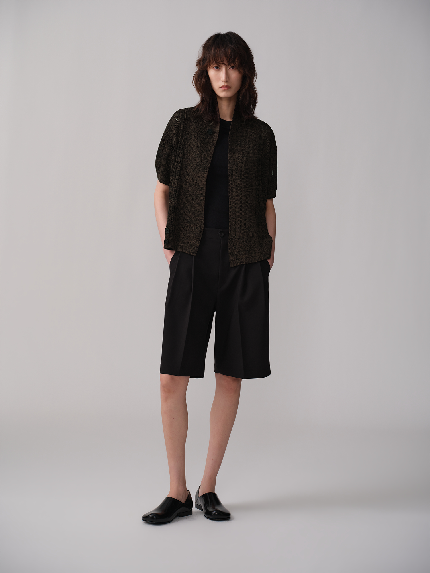 OPICLOTH Retro Shawl Collar Open-Knit Short-Sleeve Cardigan, premium urban and streetwear designers apparel on PROJECTISR.com, OPICLOTH