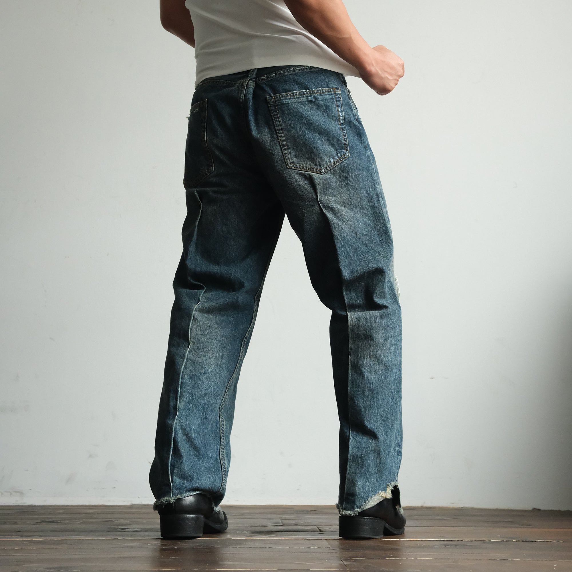 NEIGBORL Distressed Straight-Leg Jeans, premium urban and streetwear designers apparel on PROJECTISR.com, NEIGBORL