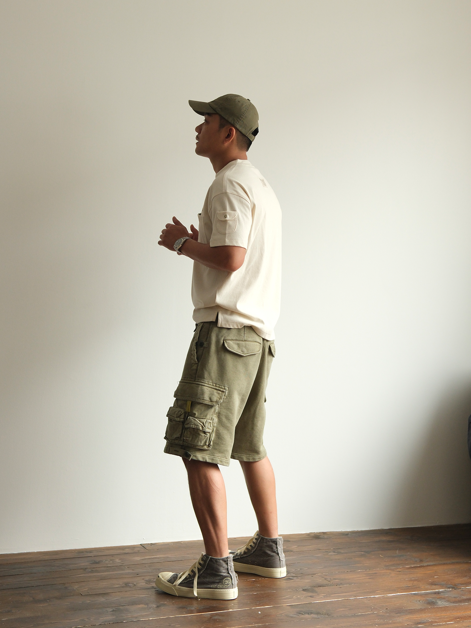 NEIGBORL Utility Multi-Pocket Drawstring Sweat Shorts