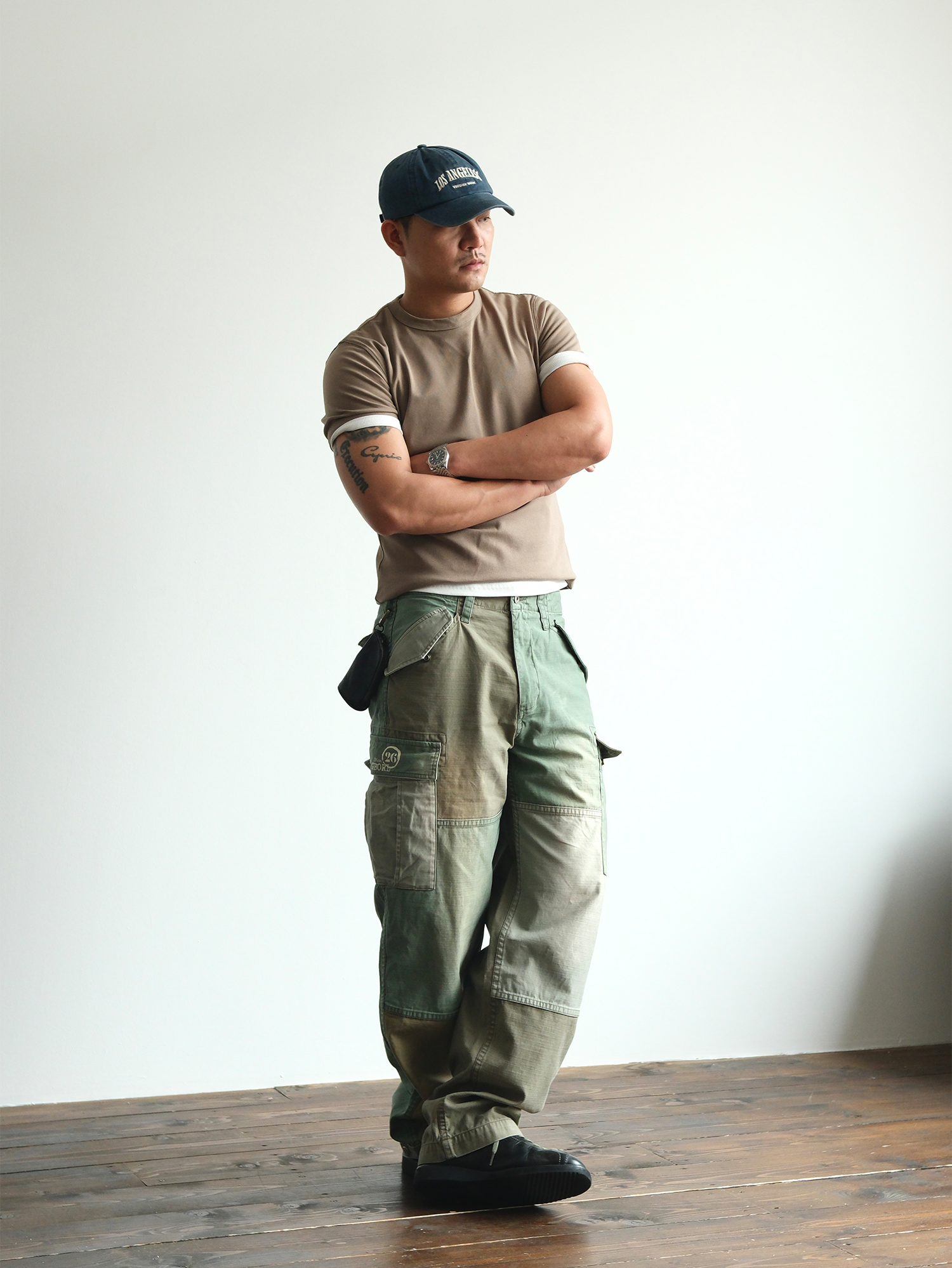 NEIGBORL Retro Washed Paneled Multi-Pocket Cargo Pants