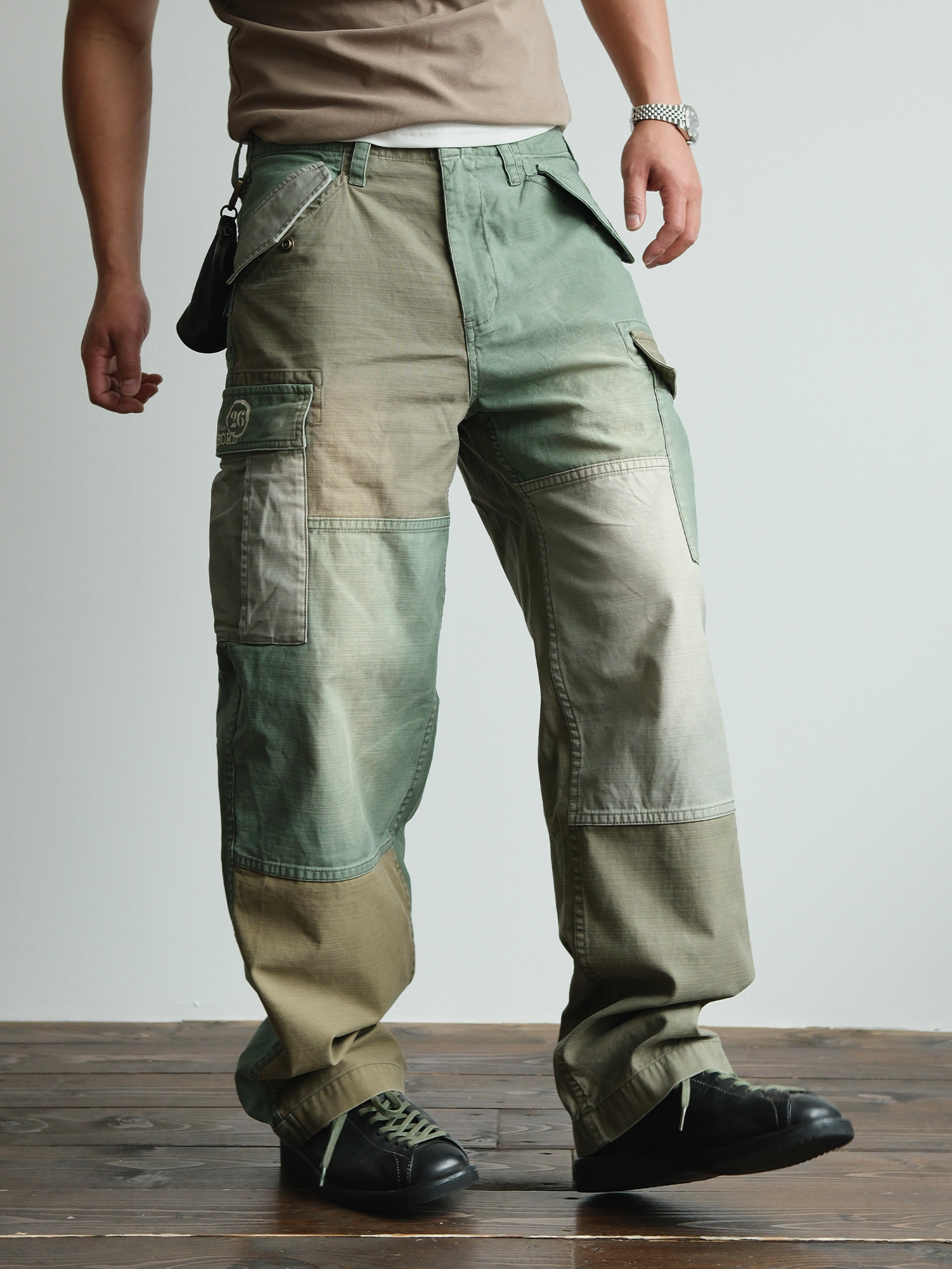 NEIGBORL Retro Washed Paneled Multi-Pocket Cargo Pants