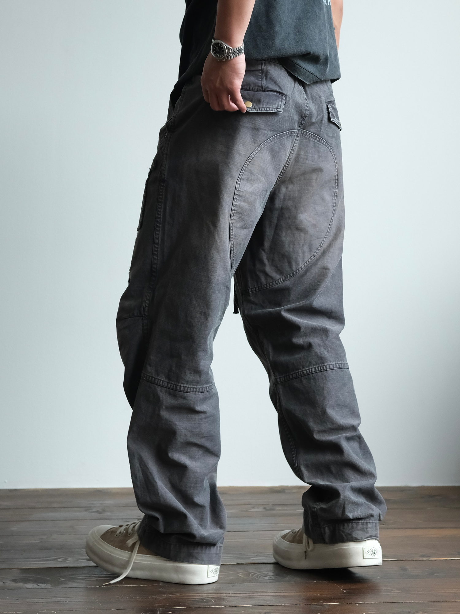 NEIGBORL Retro Washed Distressed Patch Cargo Pants