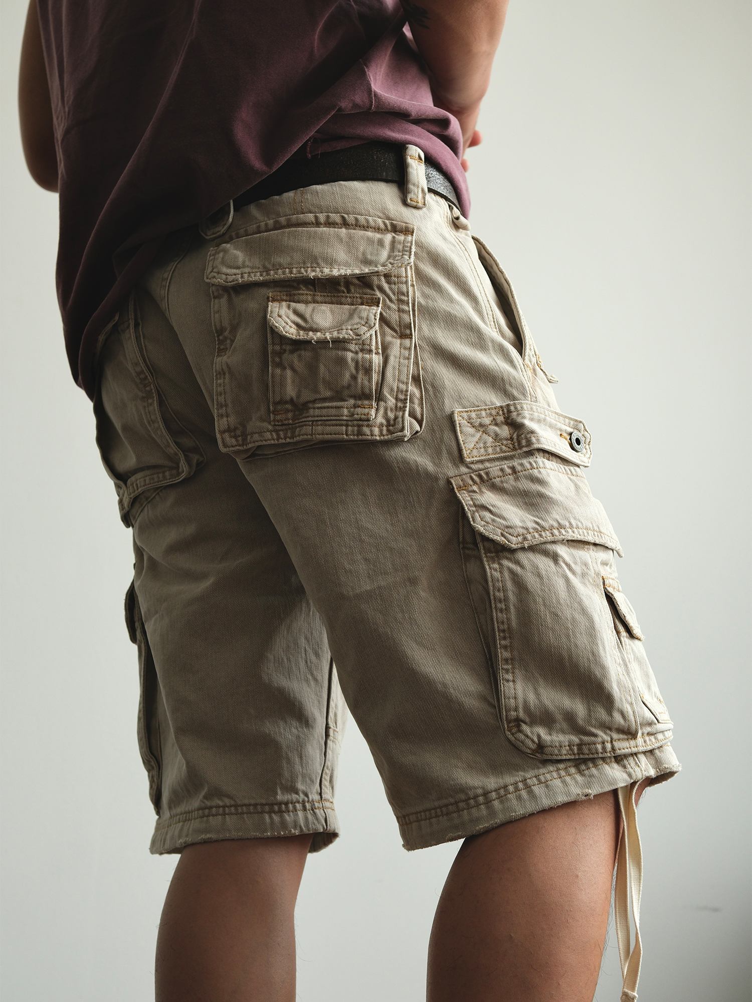 NEIGBORL Washed Distressed Multi-Pocket Cargo Shorts