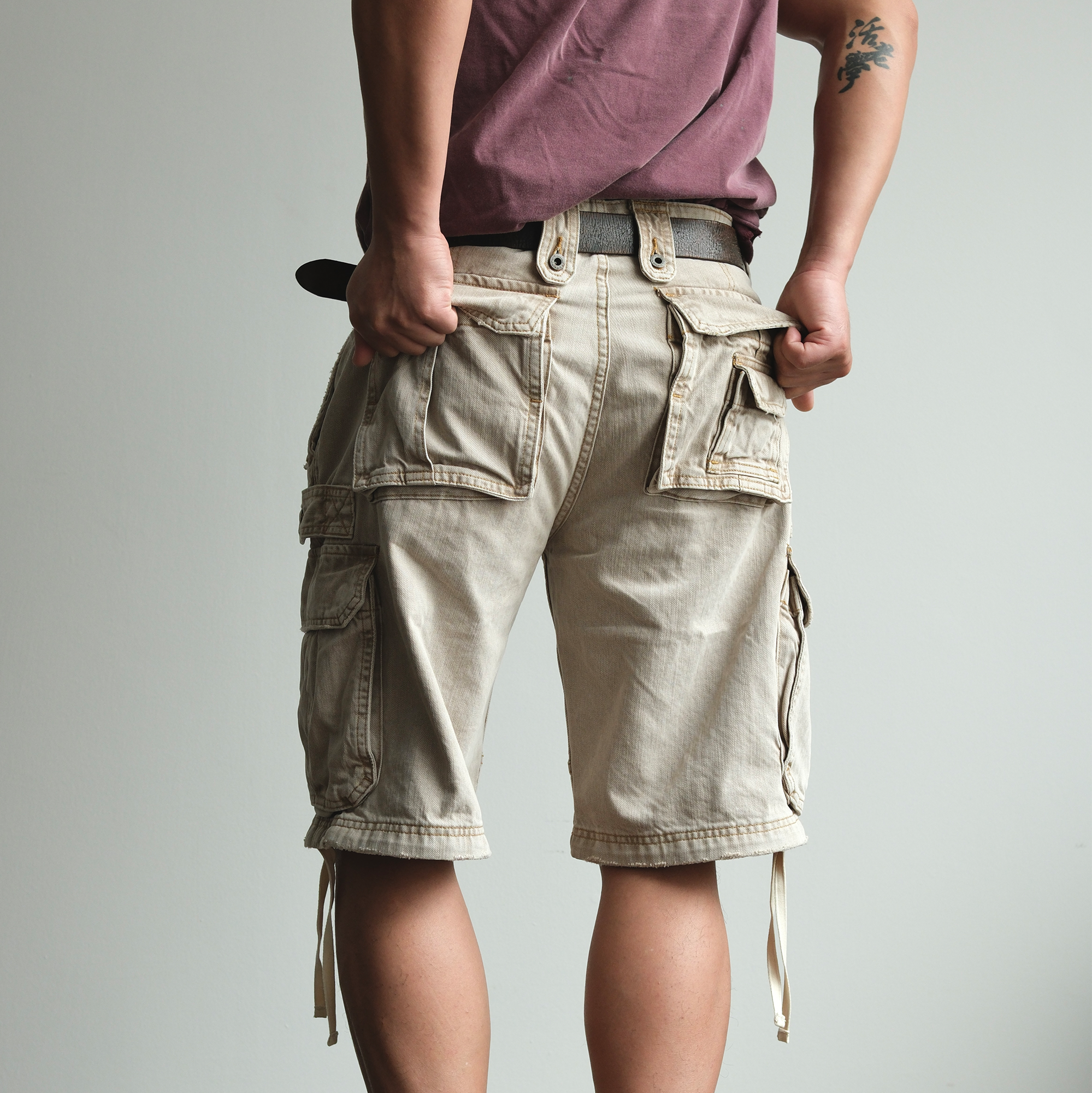 NEIGBORL Washed Distressed Multi-Pocket Cargo Shorts