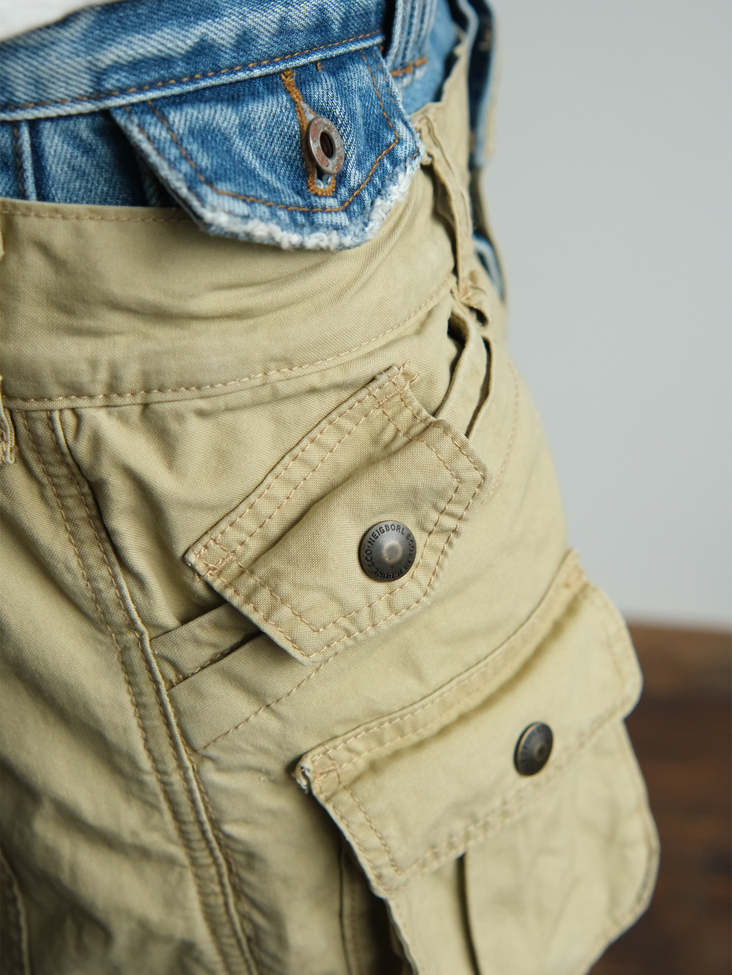 NEIGBORL Retro Spliced Multi-Pocket Cargo Pants