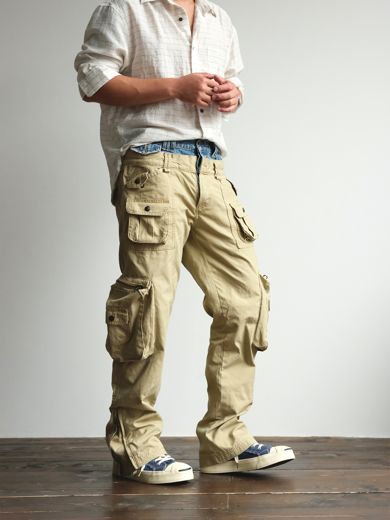 NEIGBORL Retro Spliced Multi-Pocket Cargo Pants