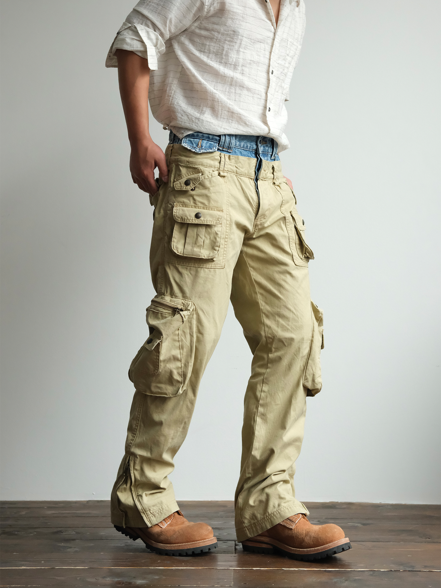 NEIGBORL Retro Spliced Multi-Pocket Cargo Pants