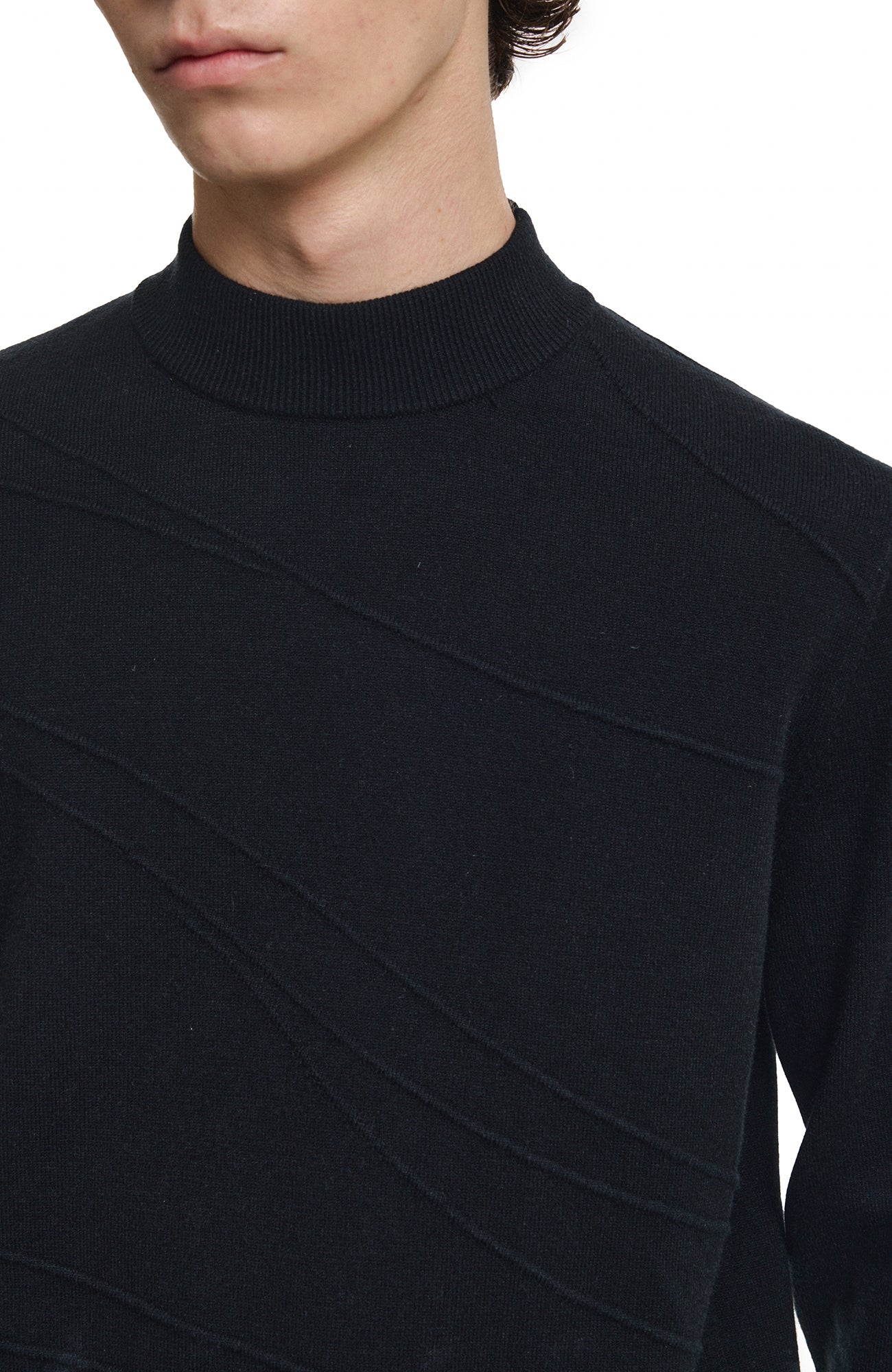 KREATE Curved Jacquard Half-Turtleneck Sweater