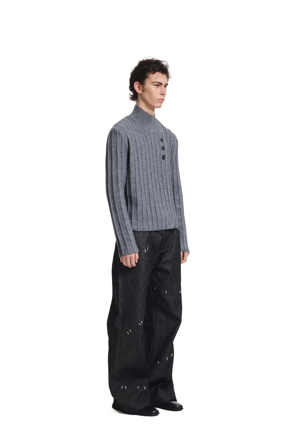 KREATE Deconstructed Cable-Knit Asymmetrical Cardigan