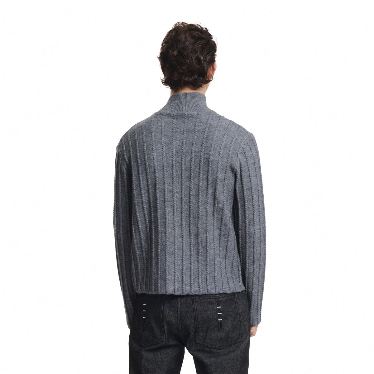 KREATE Deconstructed Cable-Knit Asymmetrical Cardigan