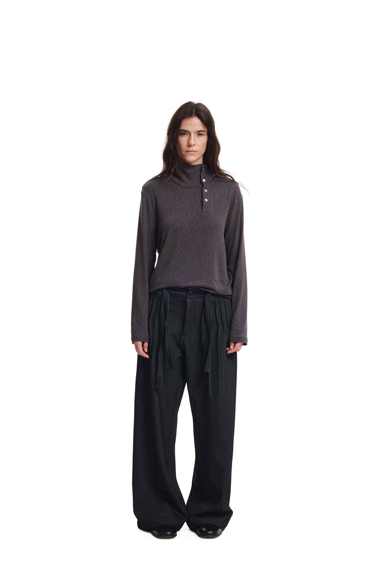 KREATE Double Belt Pleated Wide-Leg Trousers