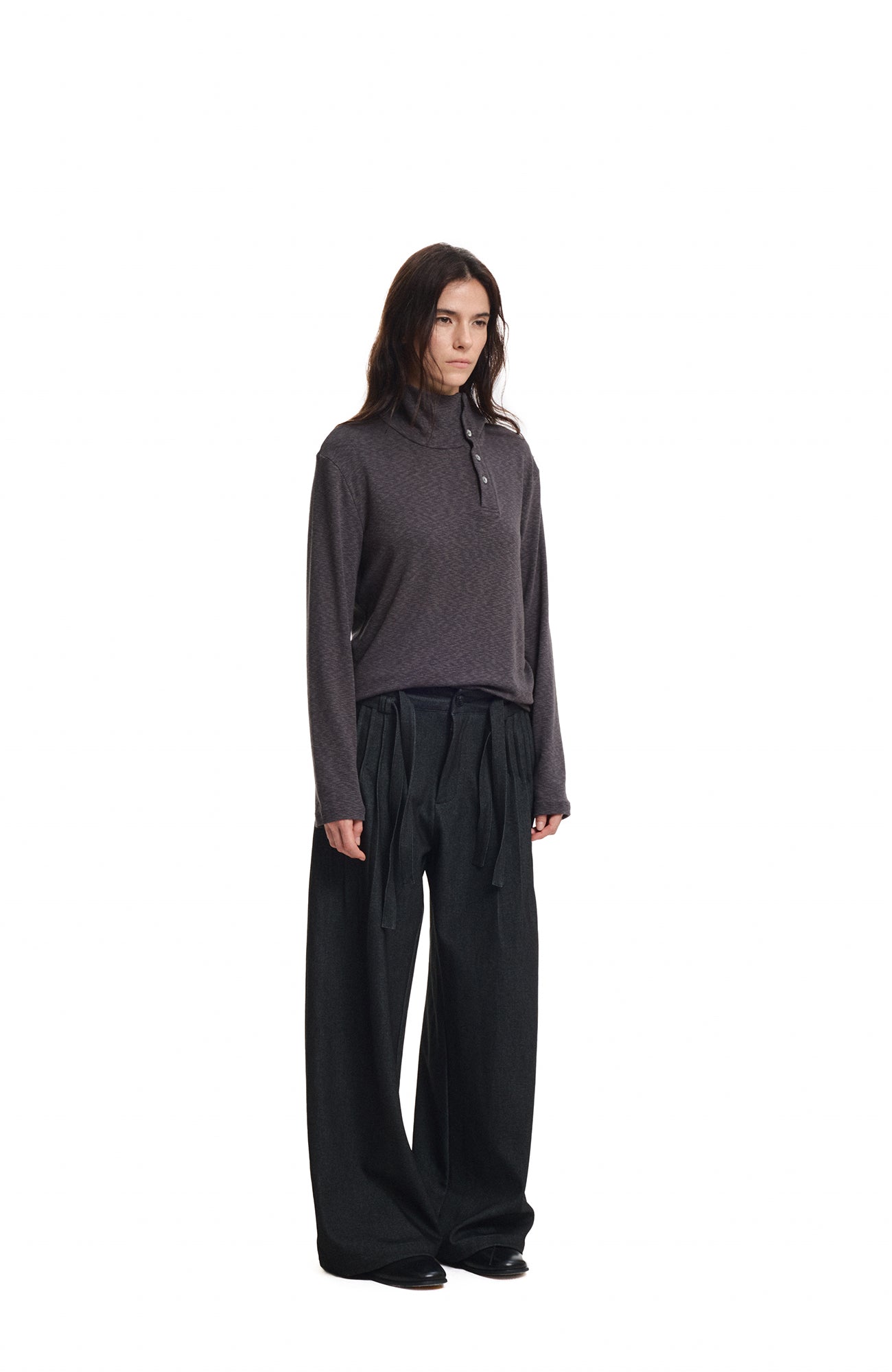 KREATE Double Belt Pleated Wide-Leg Trousers