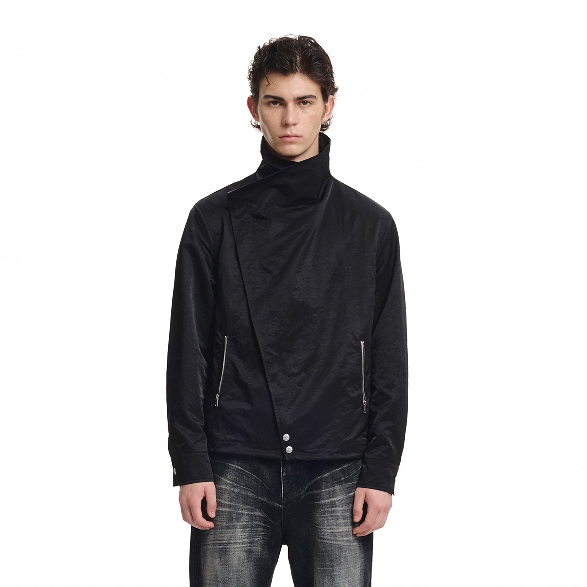 KREATE Asymmetric Convertible Stand Collar Jacket