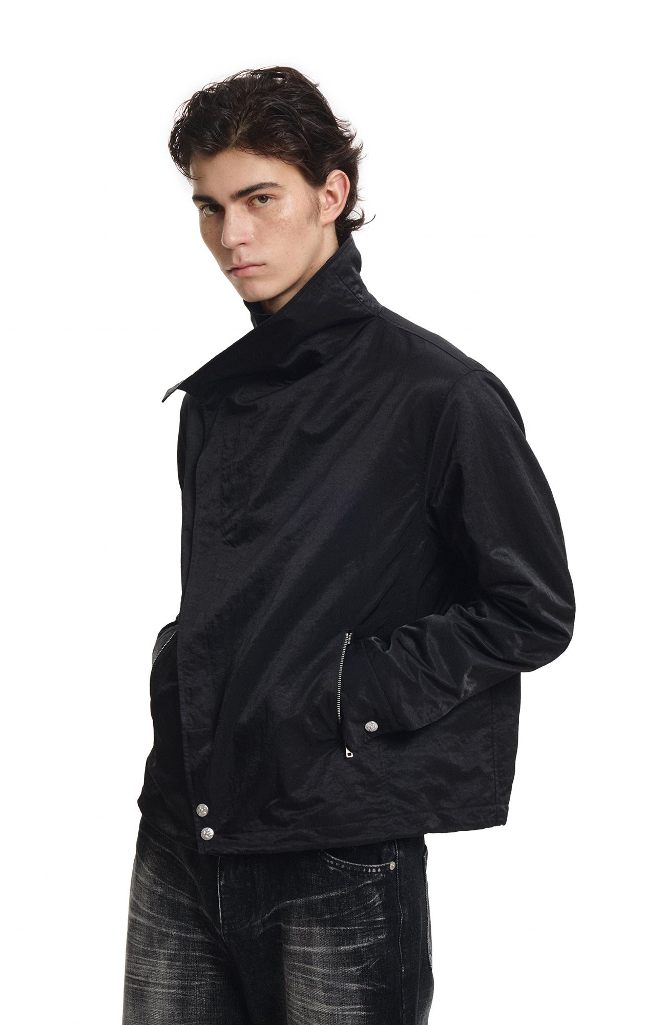 KREATE Asymmetric Convertible Stand Collar Jacket