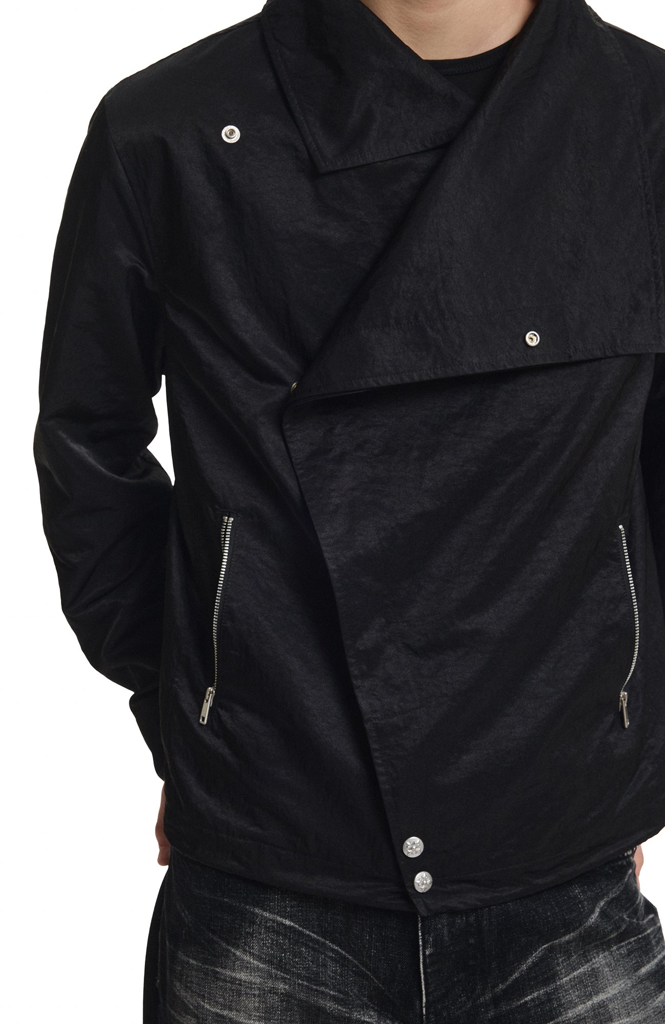 KREATE Asymmetric Convertible Stand Collar Jacket