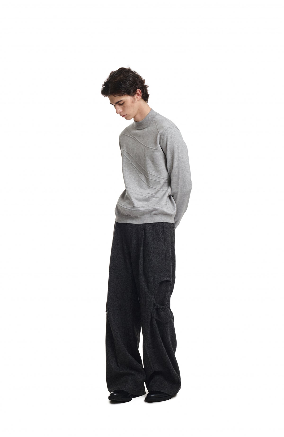 KREATE Curved Jacquard Half-Turtleneck Sweater