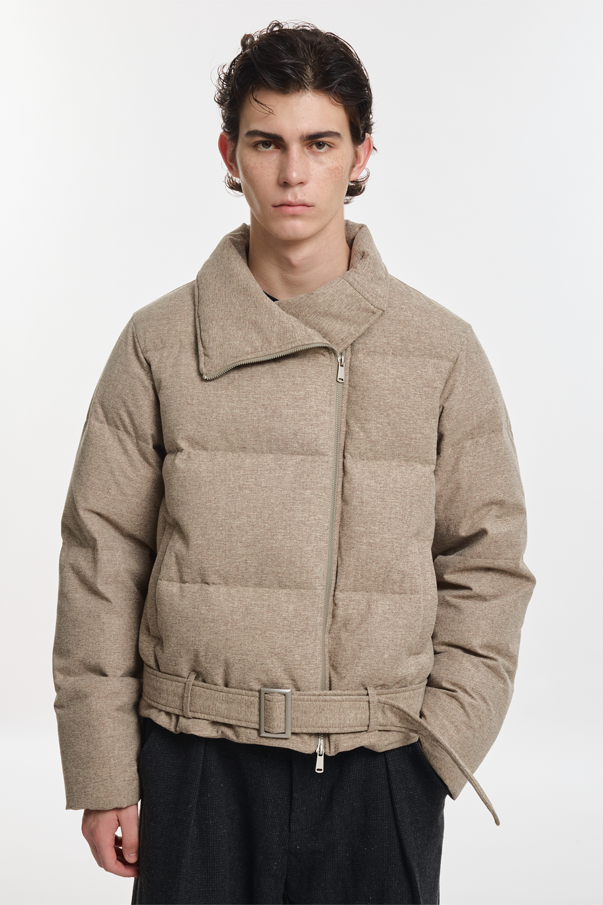 KREATE Asymmetrical Placket Multi-Collar Down Jacket