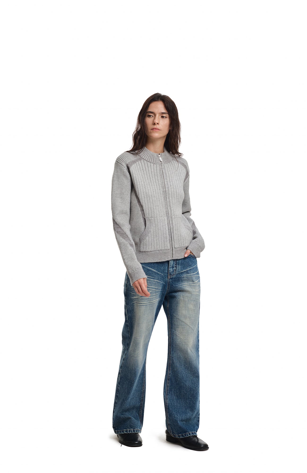 KREATE Whisker-Crease Flared Jeans