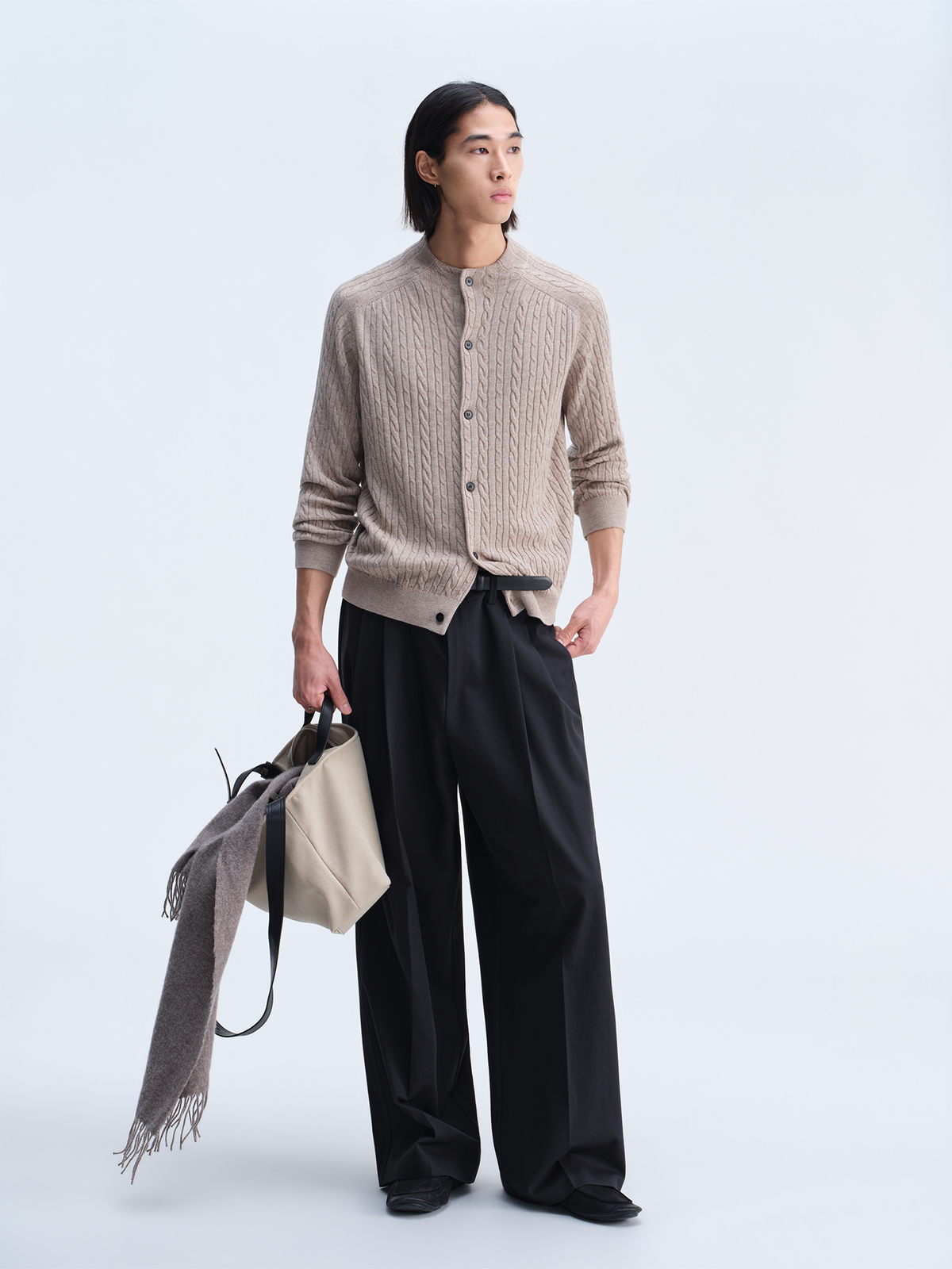 OPICLOTH Retro Double-Pleat Wide-Leg Trousers
