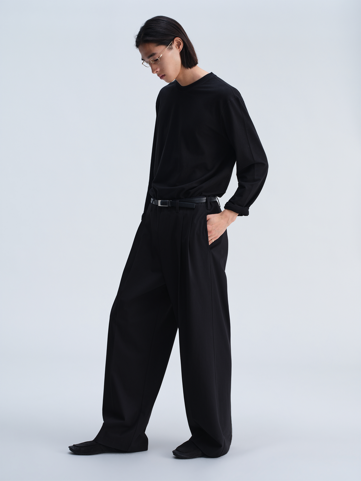 OPICLOTH Retro Double-Pleat Wide-Leg Trousers