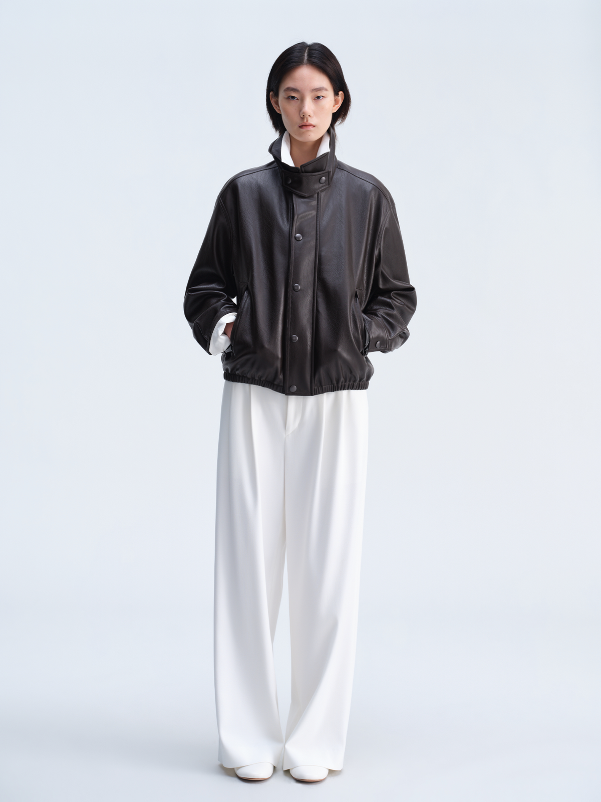 OPICLOTH Matte Faux Leather Harrington Jacket