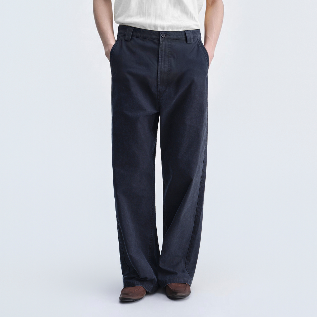 OPICLOTH Stone-Washed Relaxed Straight-Leg Cargo Pants