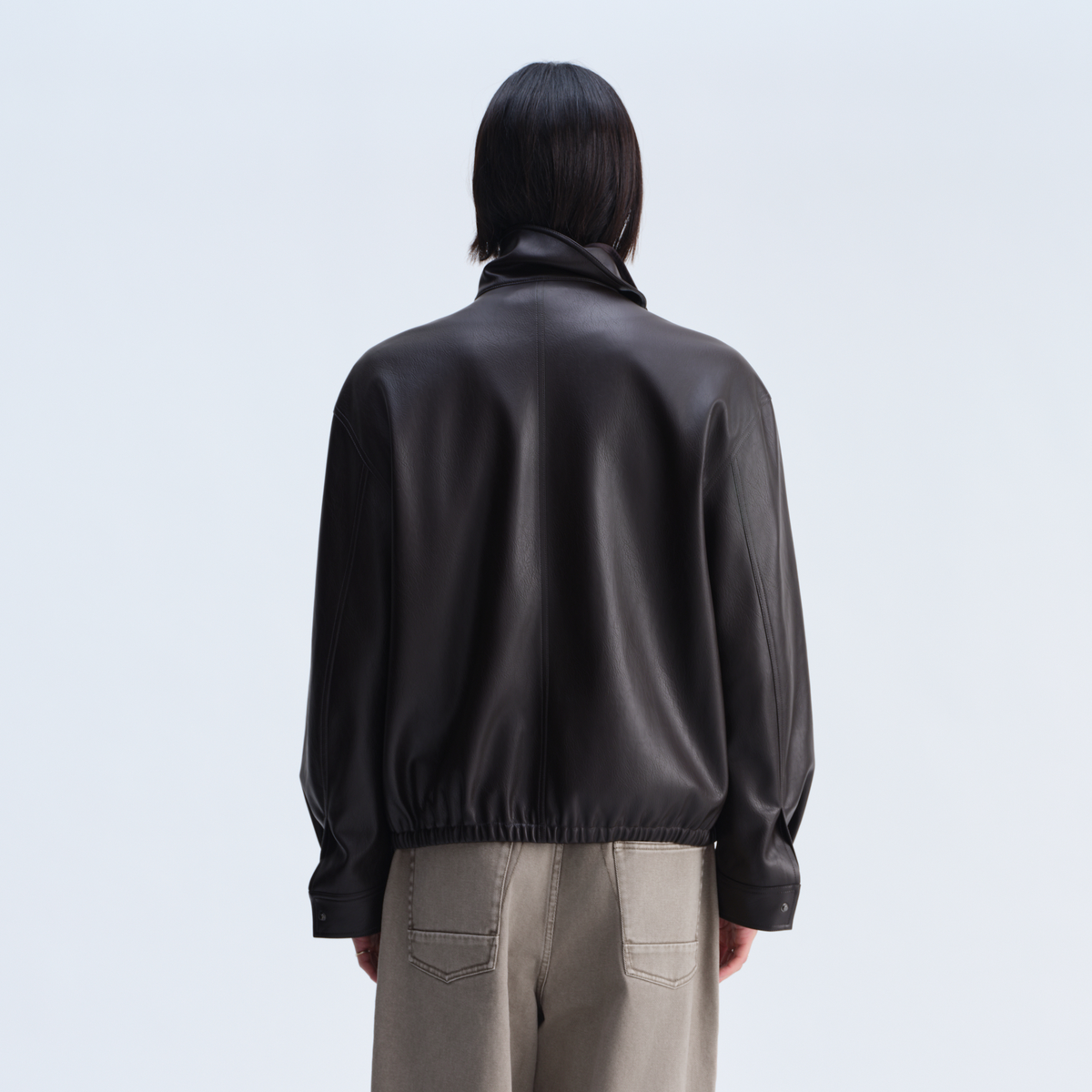 OPICLOTH Matte Faux Leather Harrington Jacket