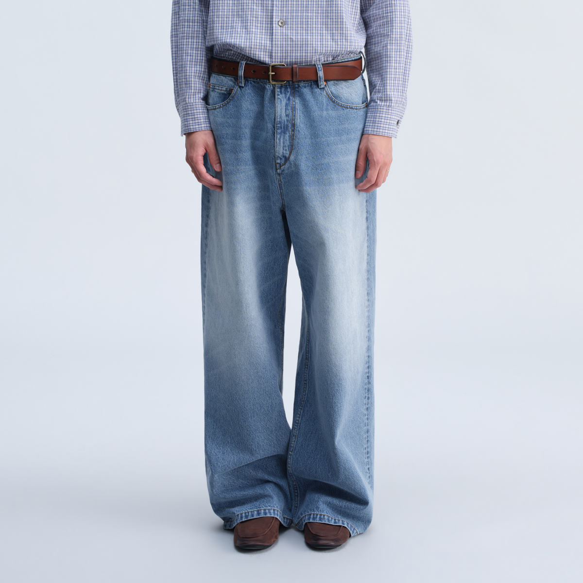 OPICLOTH Retro Washed Wide-Leg Jeans