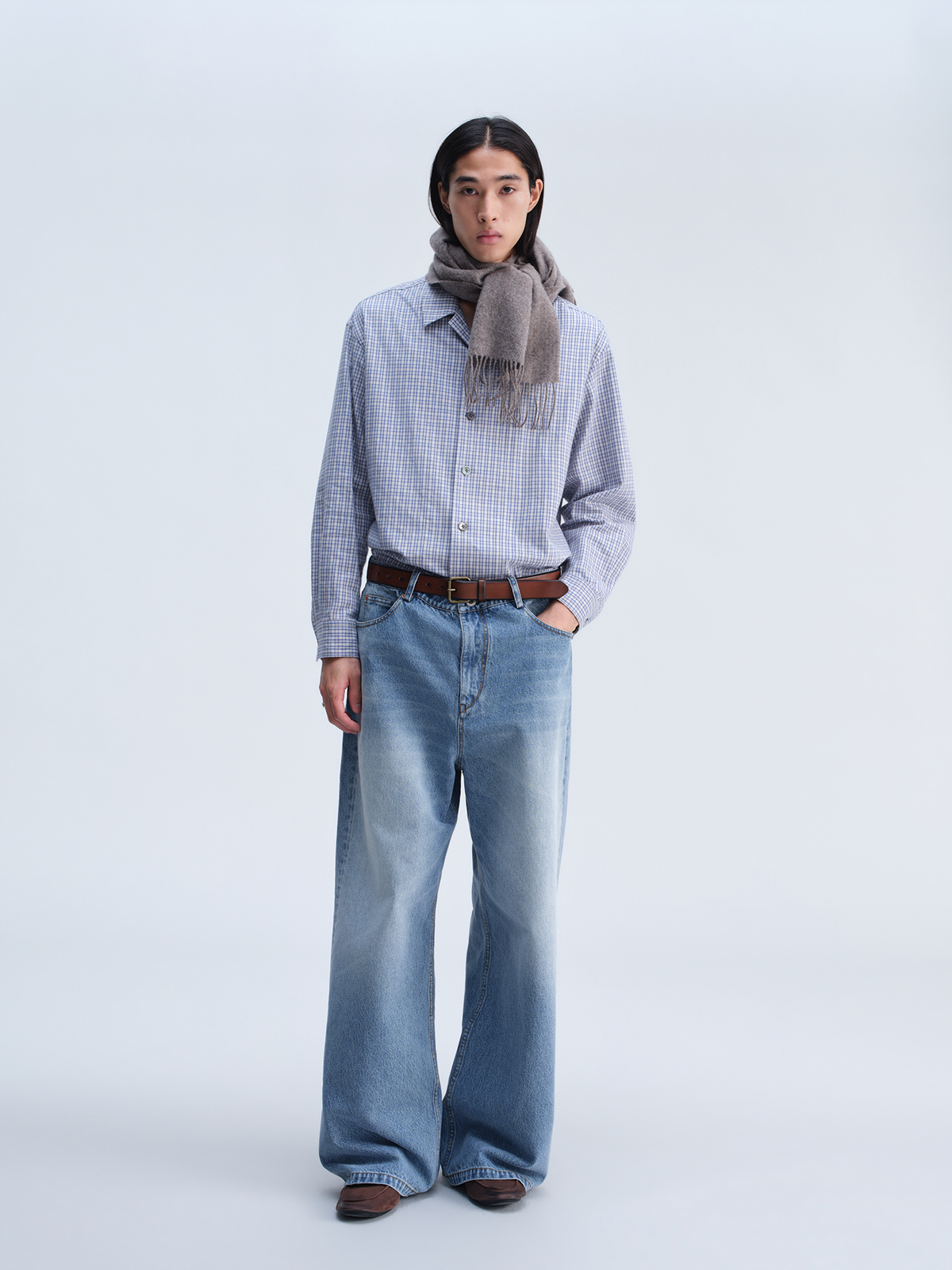 OPICLOTH Retro Washed Wide-Leg Jeans