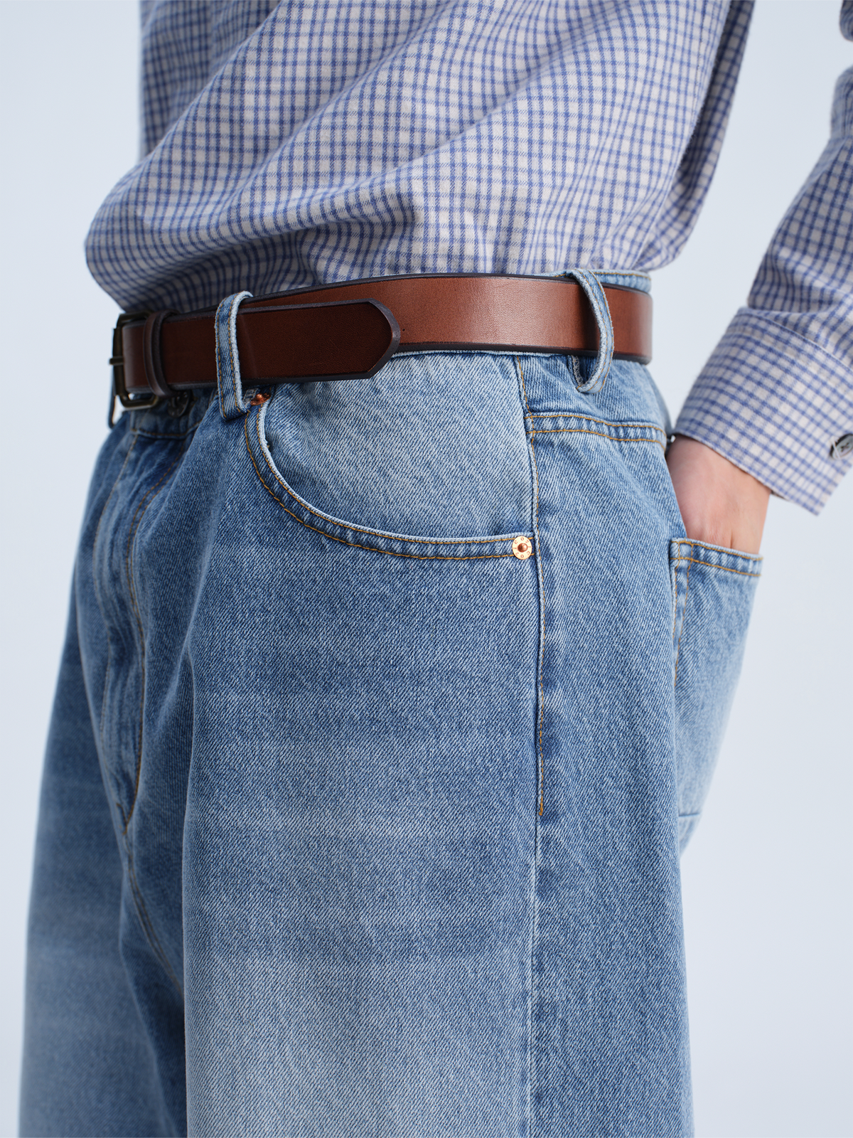 OPICLOTH Retro Washed Wide-Leg Jeans