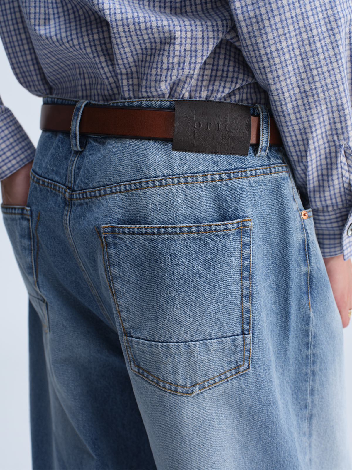 OPICLOTH Retro Washed Wide-Leg Jeans