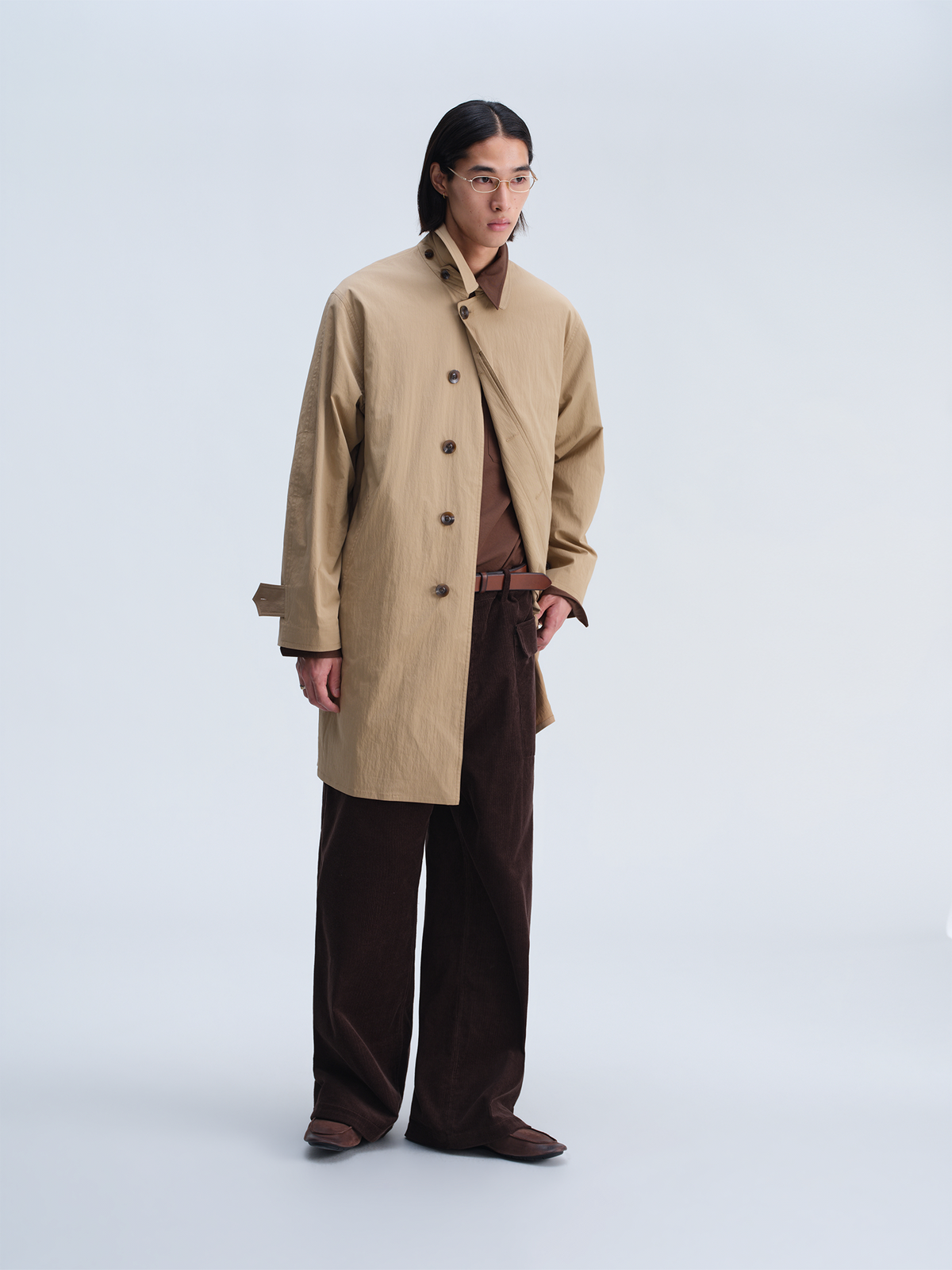 OPICLOTH Washed Corduroy Flap-Pocket Wide-Leg Cargo Pants
