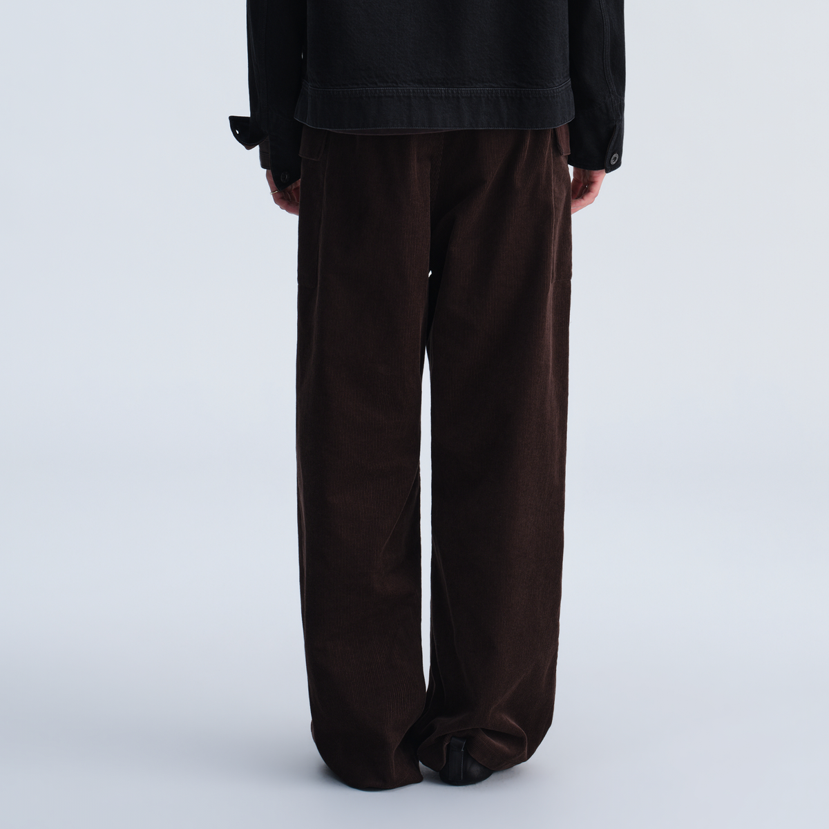 OPICLOTH Washed Corduroy Flap-Pocket Wide-Leg Cargo Pants