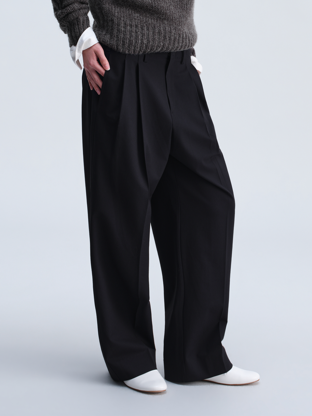 OPICLOTH Retro Double-Pleat Wide-Leg Trousers