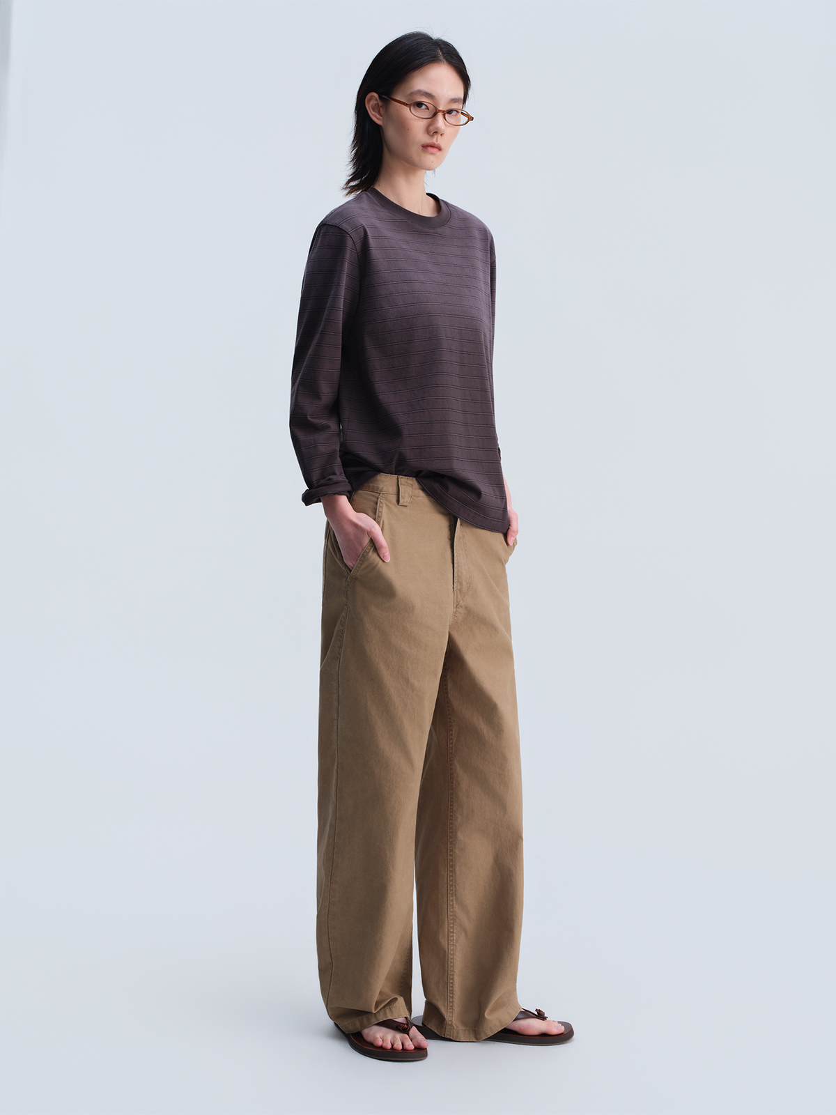 OPICLOTH Stone-Washed Relaxed Straight-Leg Cargo Pants