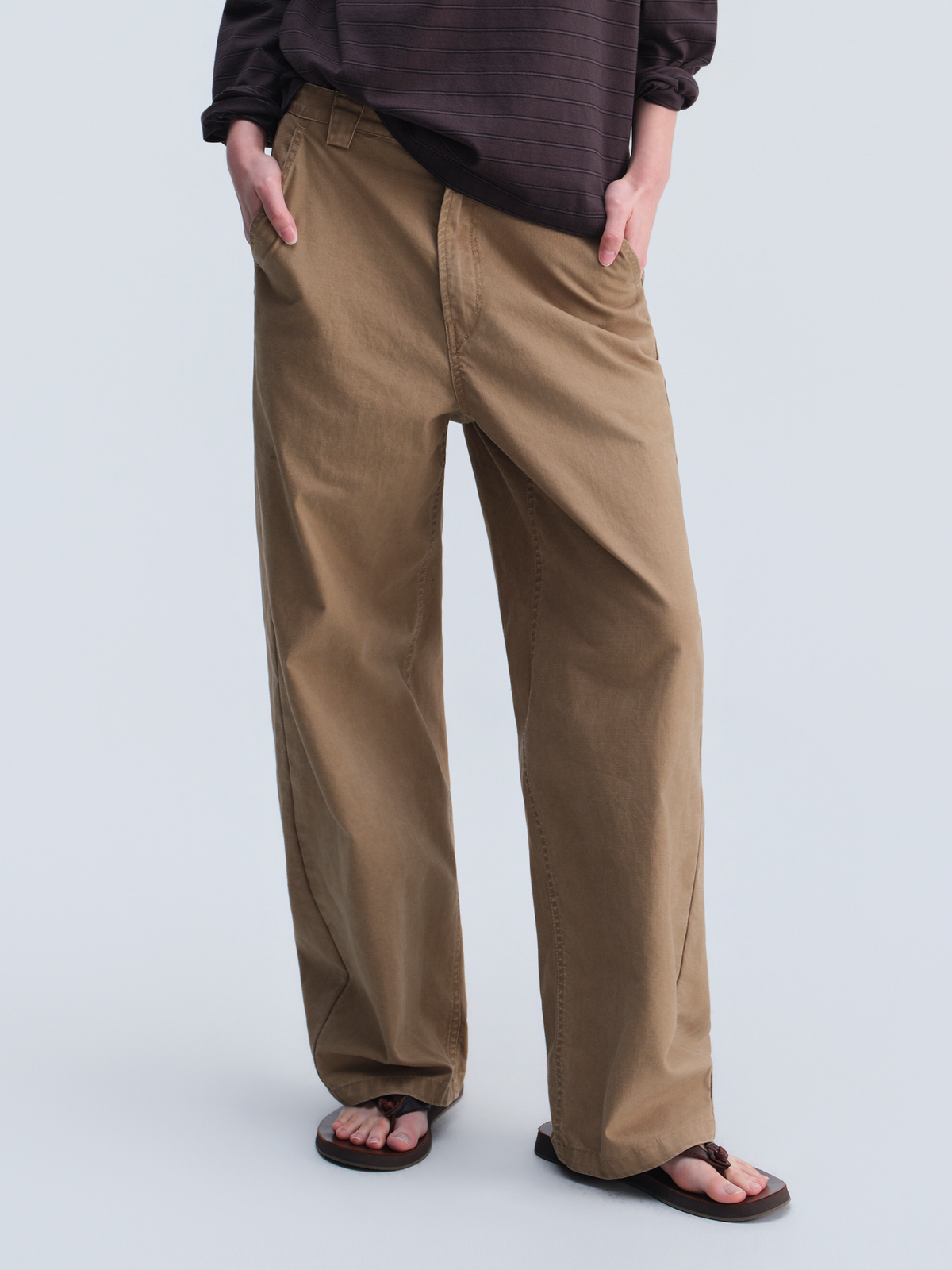 OPICLOTH Stone-Washed Relaxed Straight-Leg Cargo Pants