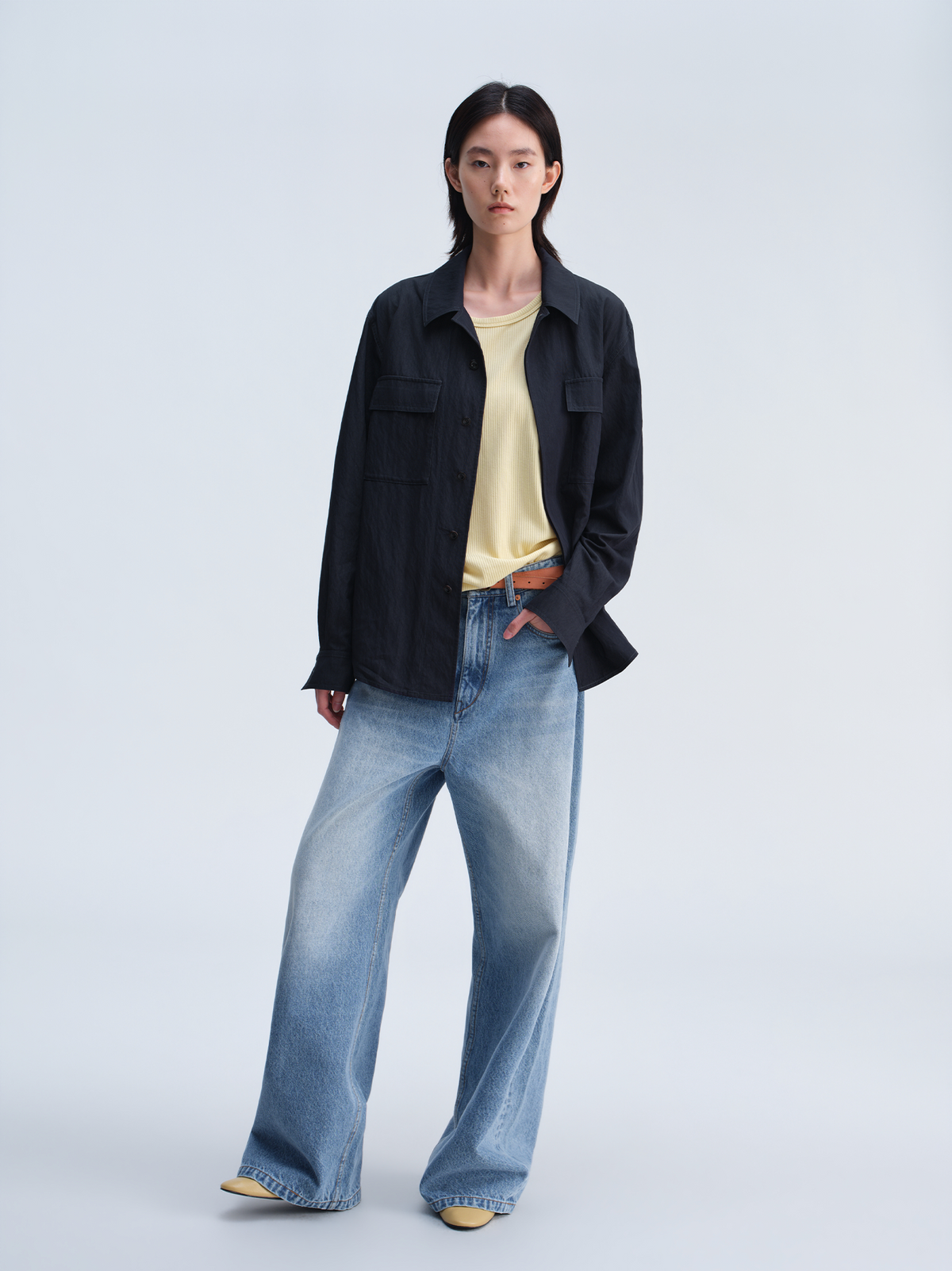 OPICLOTH Retro Washed Wide-Leg Jeans