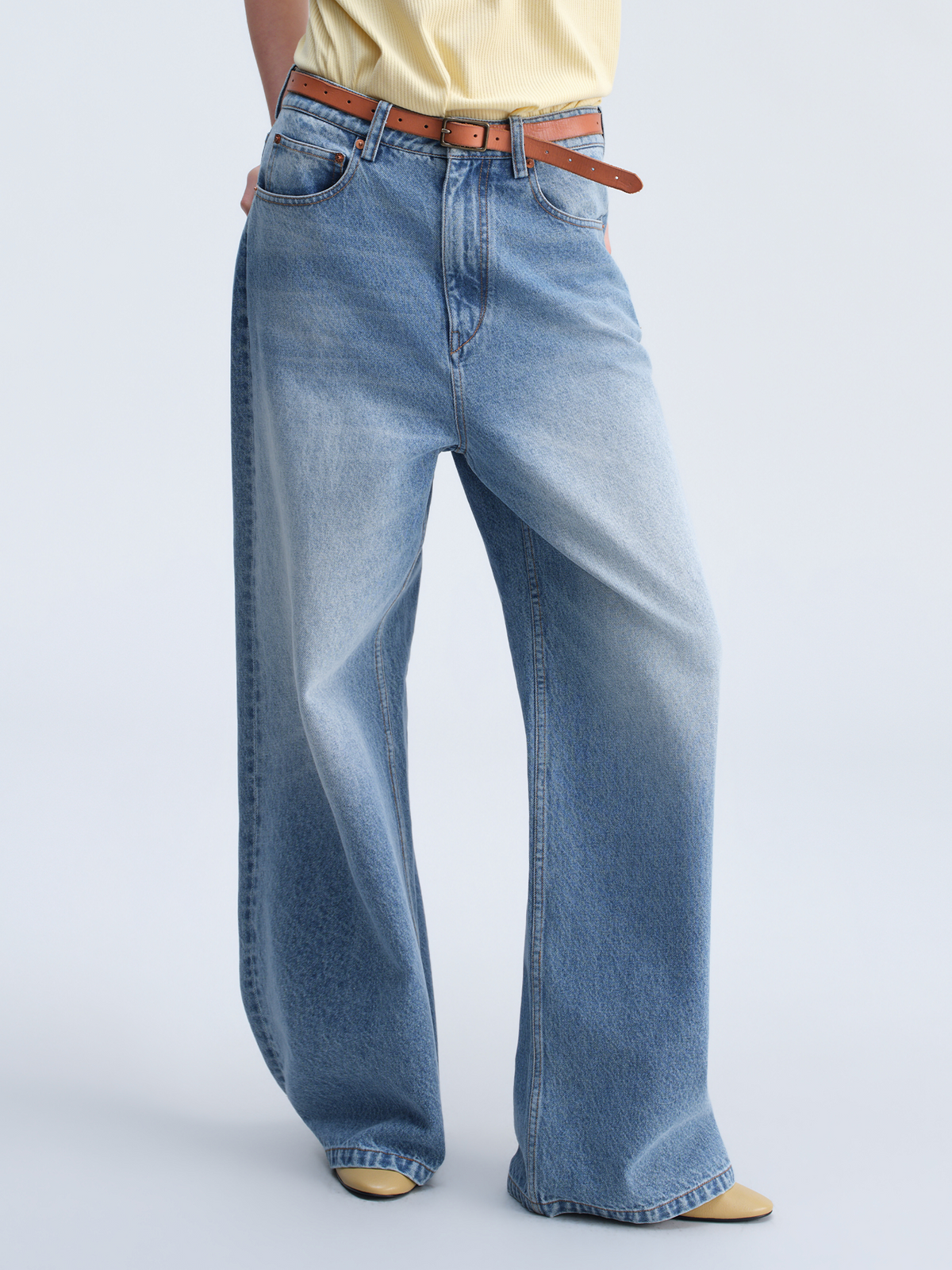 OPICLOTH Retro Washed Wide-Leg Jeans