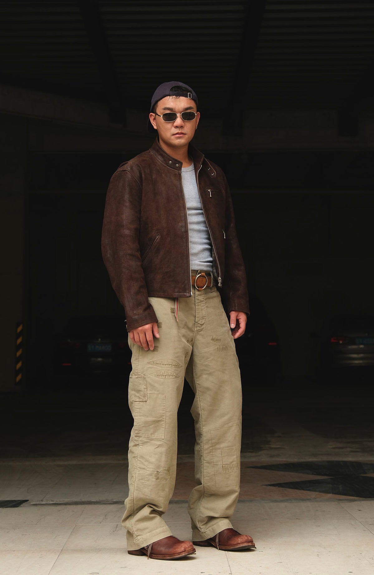 NEIGBORL Retro Washed Hand-Stitched Straight-Leg Cargo Pants