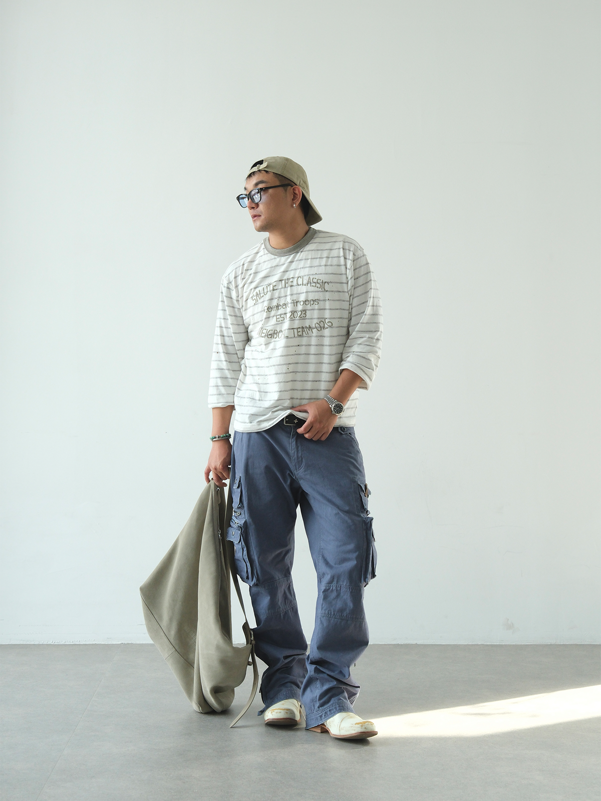 NEIGBORL Distressed Washed Utility Pants