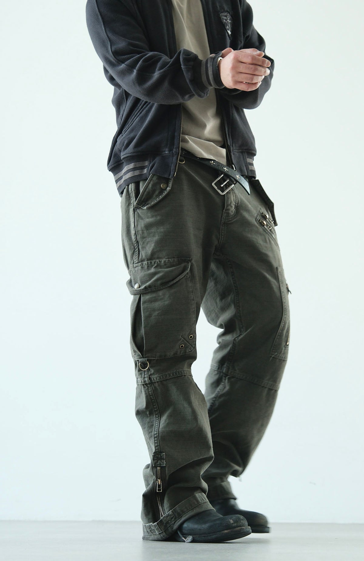 NEIGBORL Retro Multi-Pocket Wide-Leg Cargo Pants