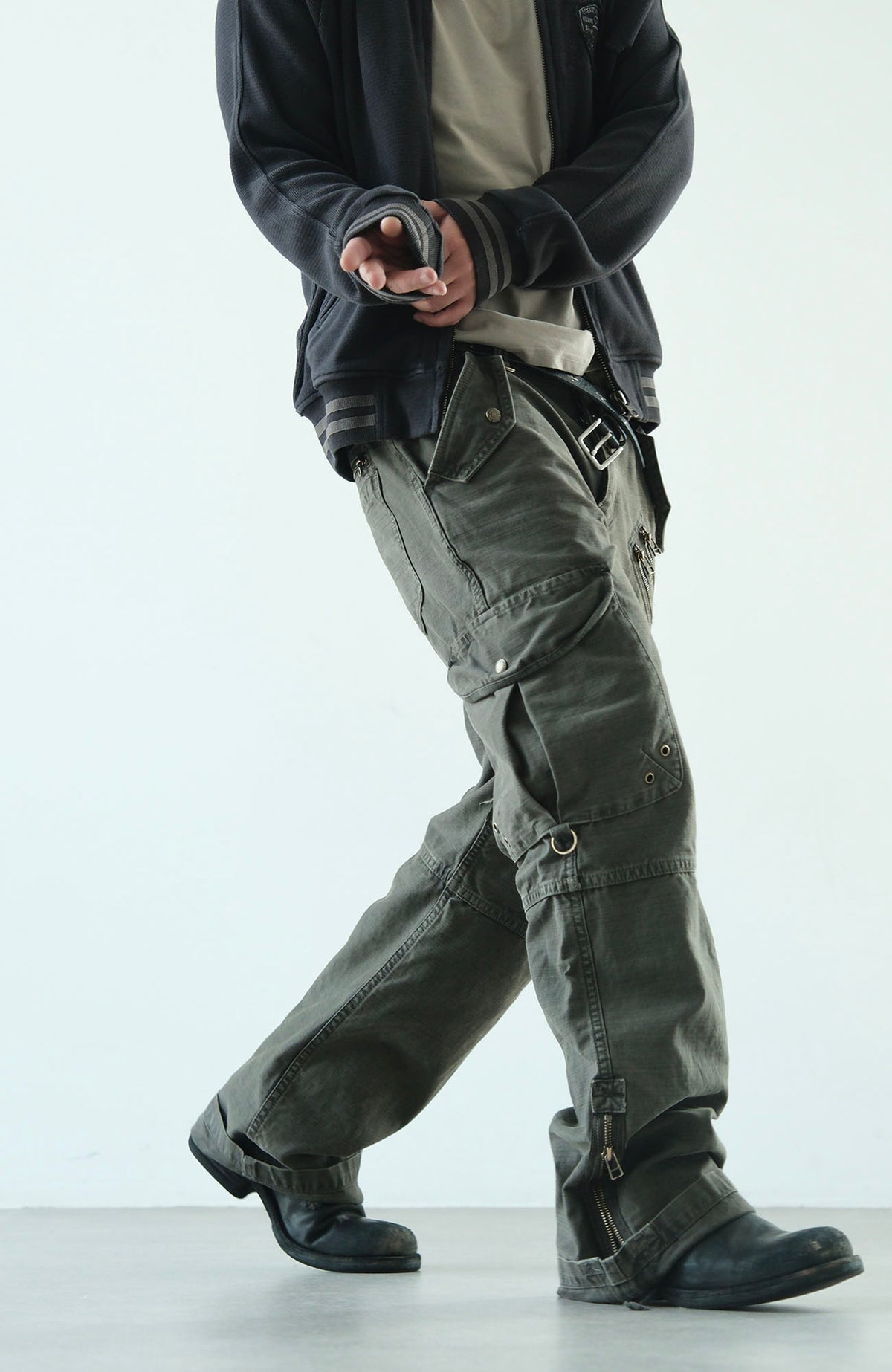 NEIGBORL Retro Multi-Pocket Wide-Leg Cargo Pants