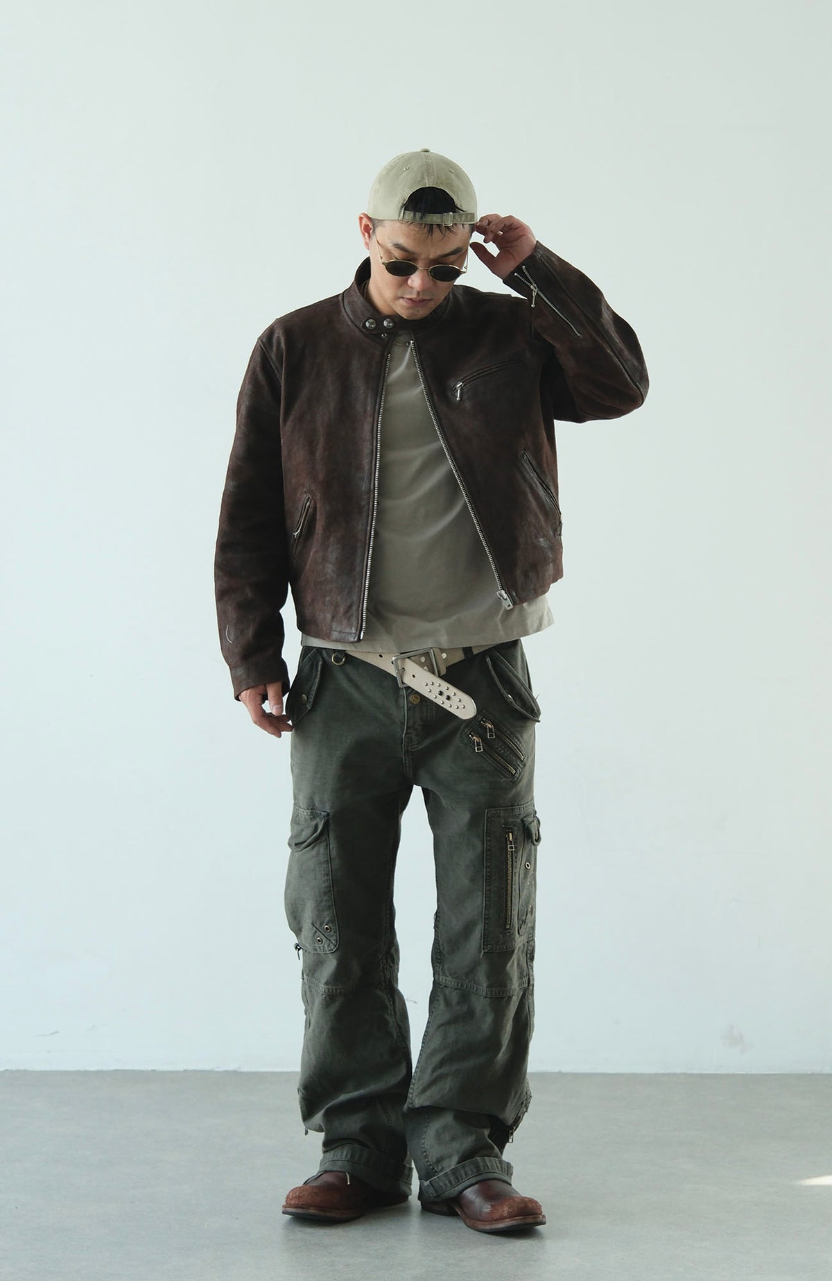 NEIGBORL Retro Multi-Pocket Wide-Leg Cargo Pants