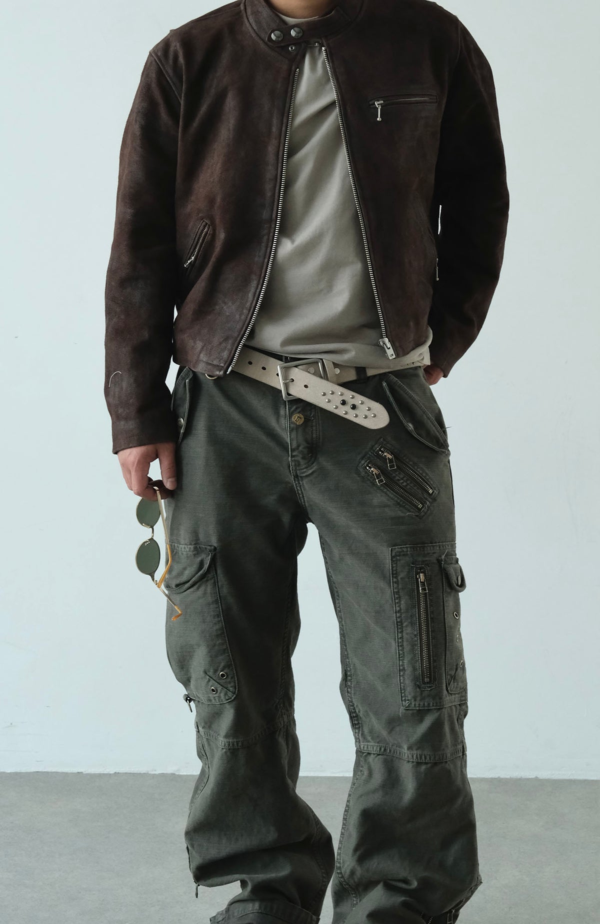 NEIGBORL Retro Multi-Pocket Wide-Leg Cargo Pants