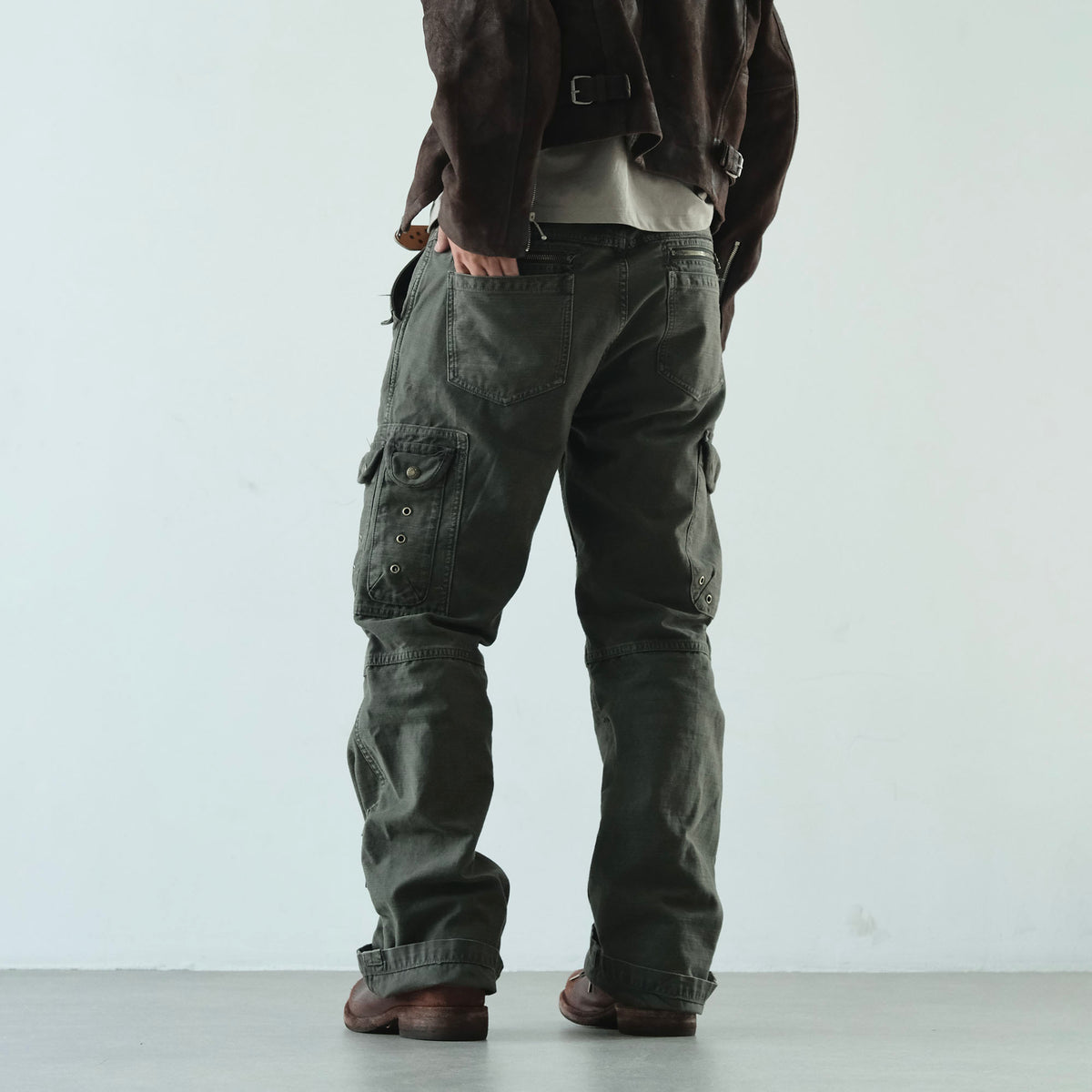 NEIGBORL Retro Multi-Pocket Wide-Leg Cargo Pants