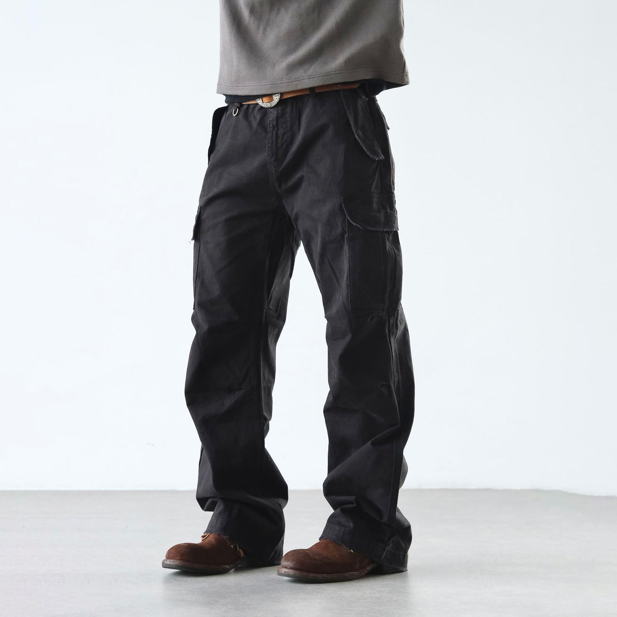 NEIGBORL Retro Washed Multi-Pocket Wide-Leg Cargo Pants